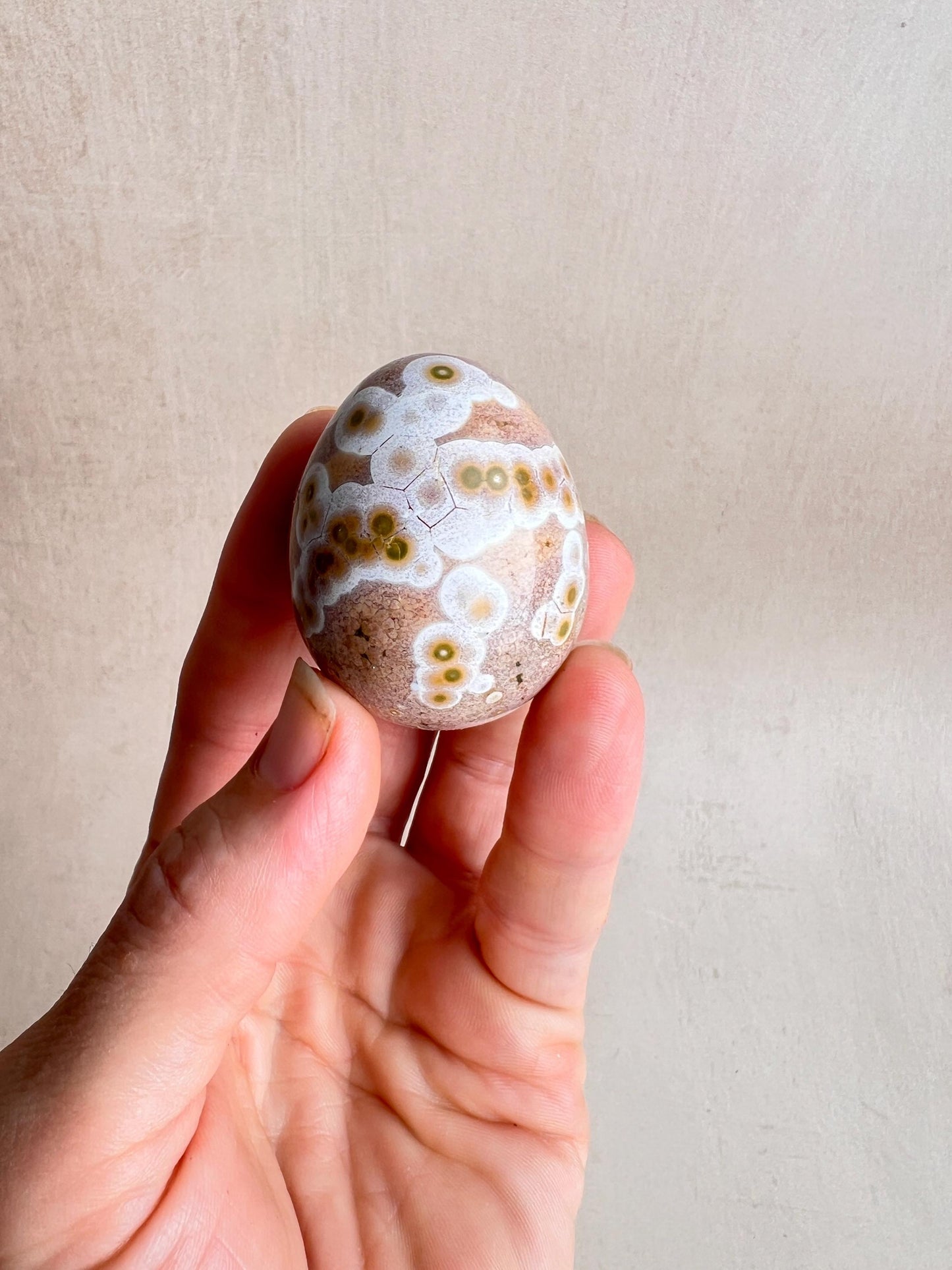 Polished Ocean Jasper Egg – Natural Healing Crystal Decor (43 mm)