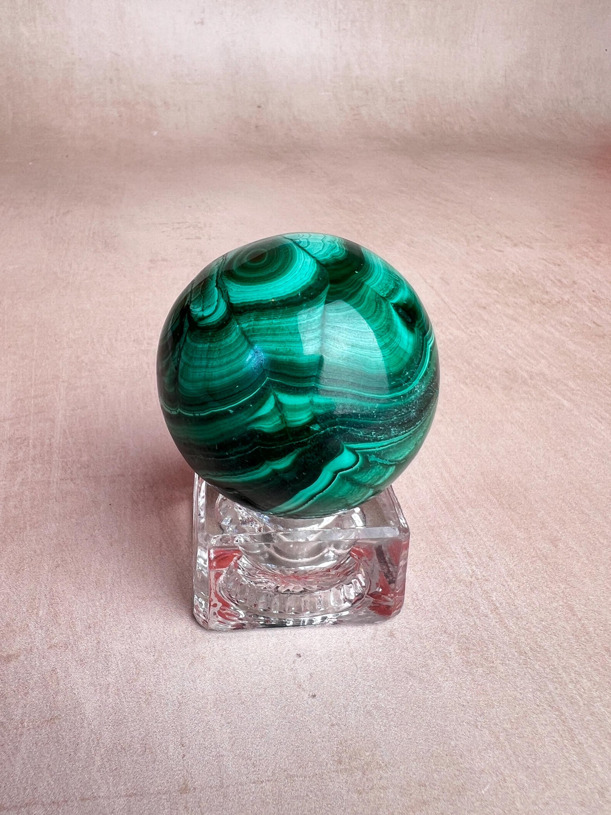Polished Malachite Sphere: Natural Green Crystal Ball, Protection Stone