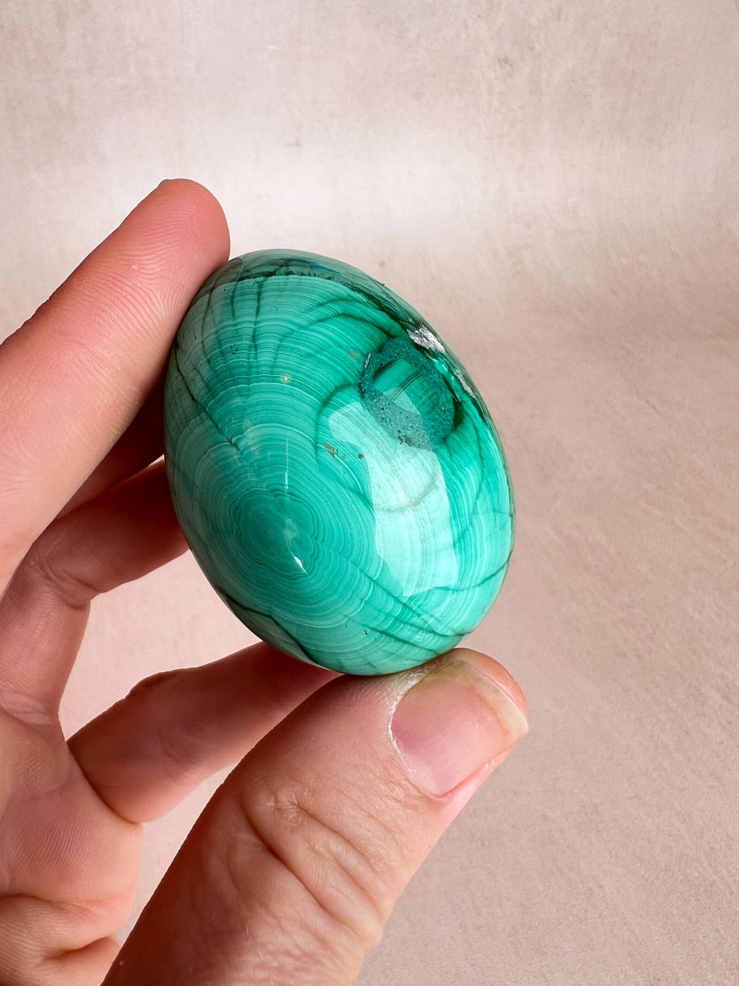 Polished Malachite Egg: Natural Green Crystal, Protection Stone, 45mm