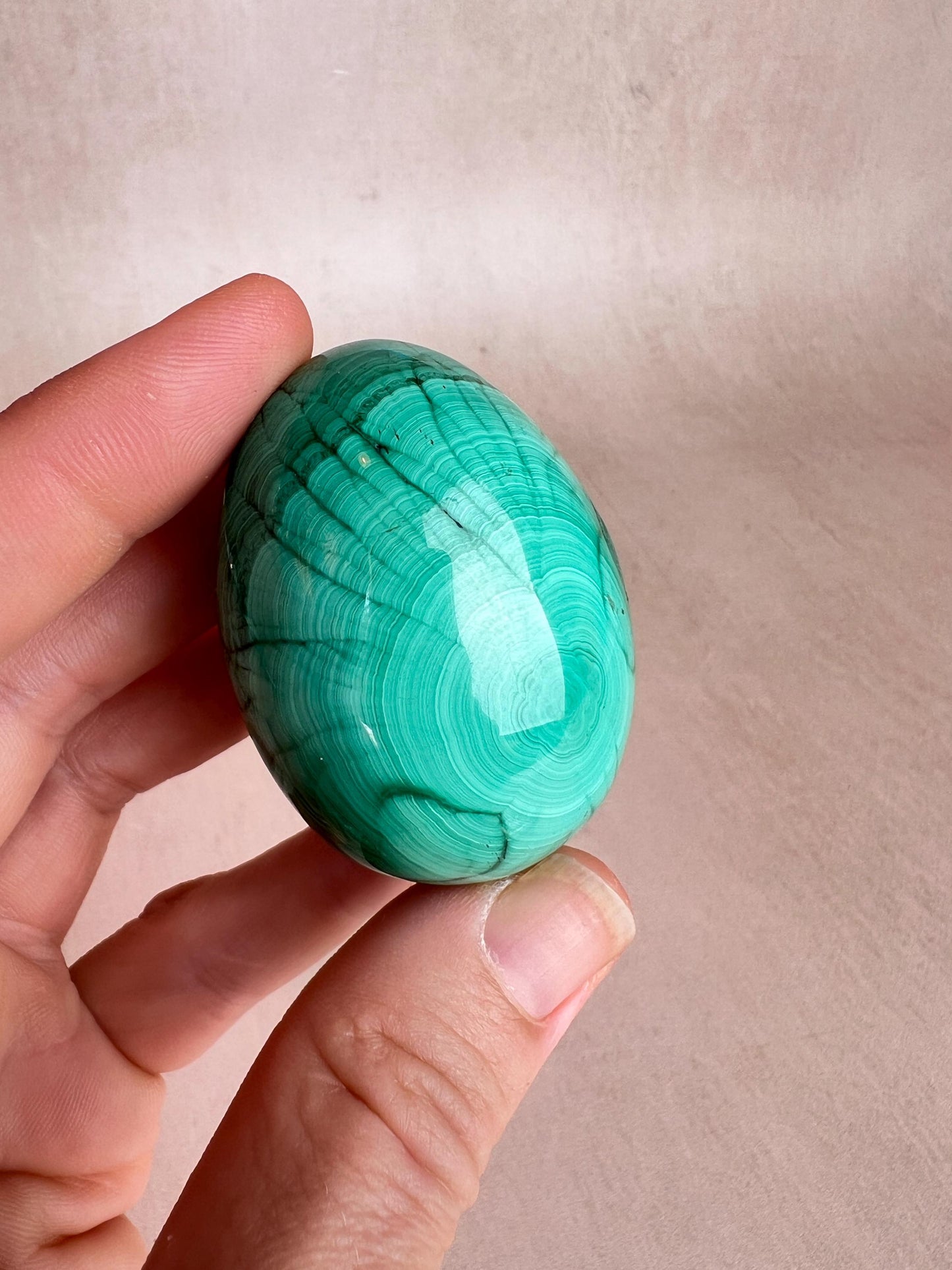 Polished Malachite Egg: Natural Green Crystal, Protection Stone, 45mm