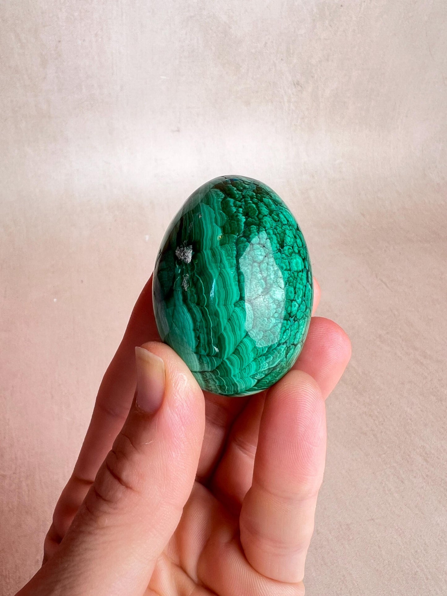 Polished Malachite Egg: Natural Green Crystal, Protection Stone, 45mm
