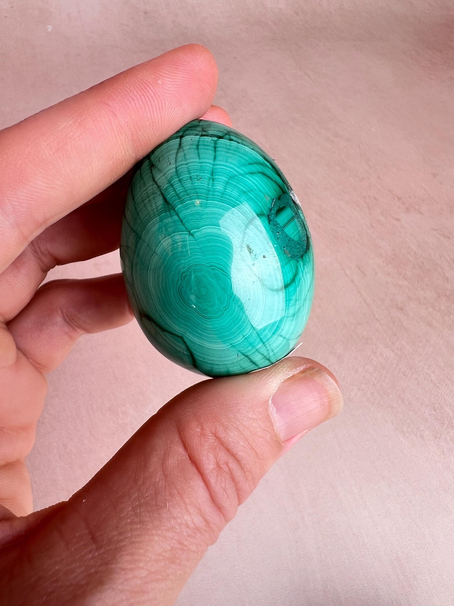 Polished Malachite Egg: Natural Green Crystal, Protection Stone, 45mm