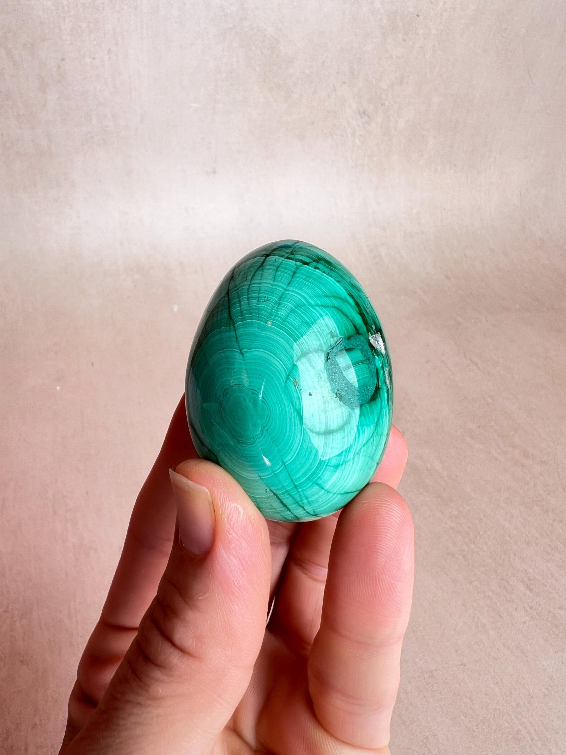 Polished Malachite Egg: Natural Green Crystal, Protection Stone, 45mm