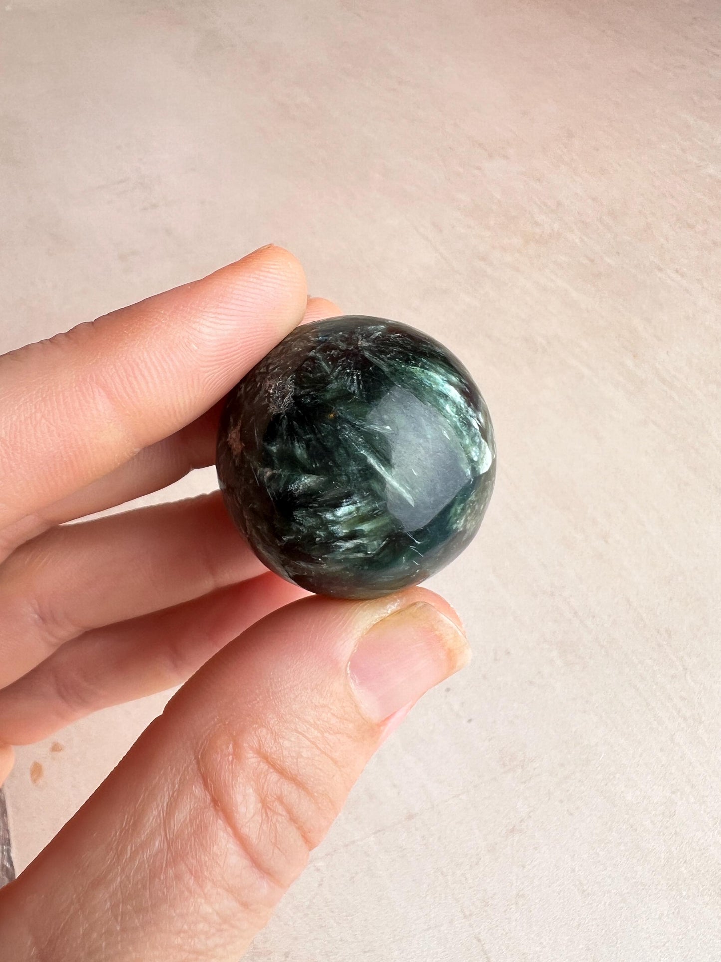 Seraphinite Mini Sphere | Polished Healing Crystal Ball, Russia (25mm)