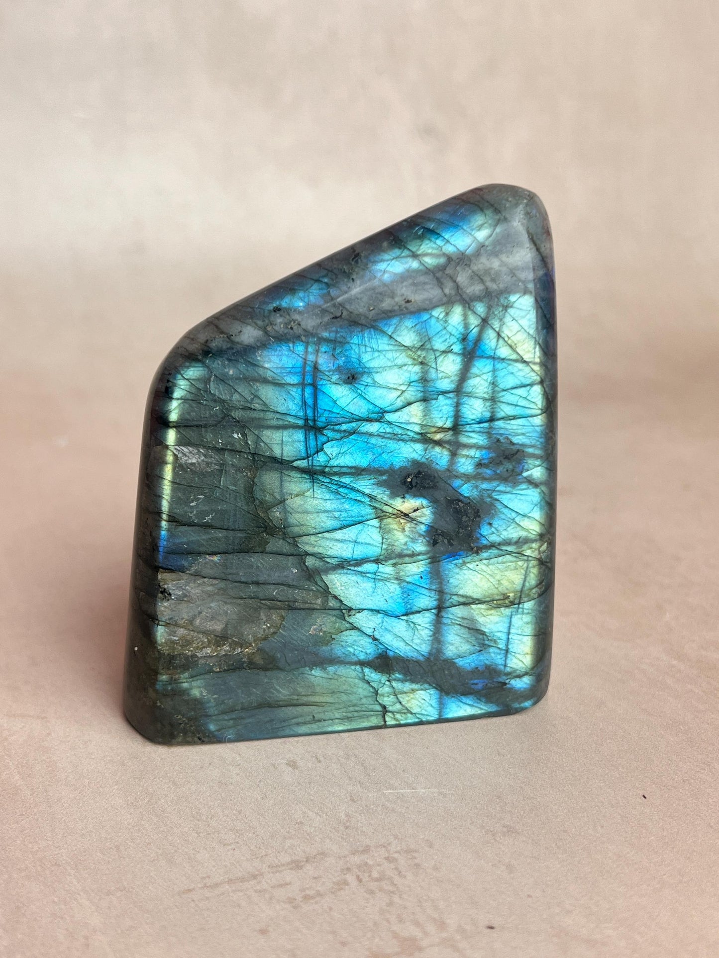 Flashy Labradorite Free Form: Polished Blue Green Crystal, Spiritual Decor