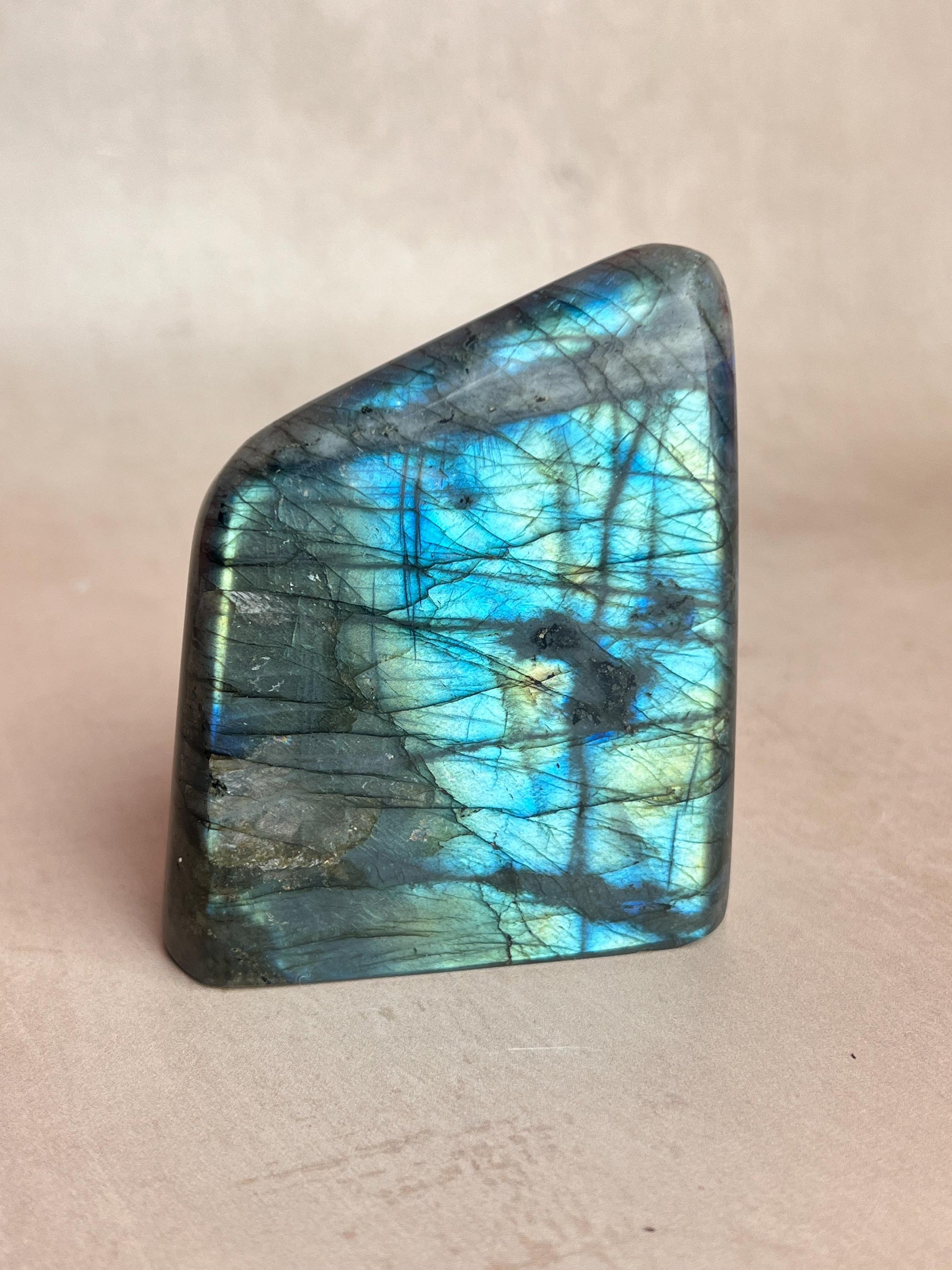Flashy Labradorite Free Form: Polished Blue Green Crystal, Spiritual Decor