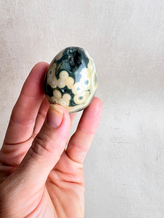 Ocean Jasper Egg – Polished Healing Crystal for Meditation (46mm x 36mm)