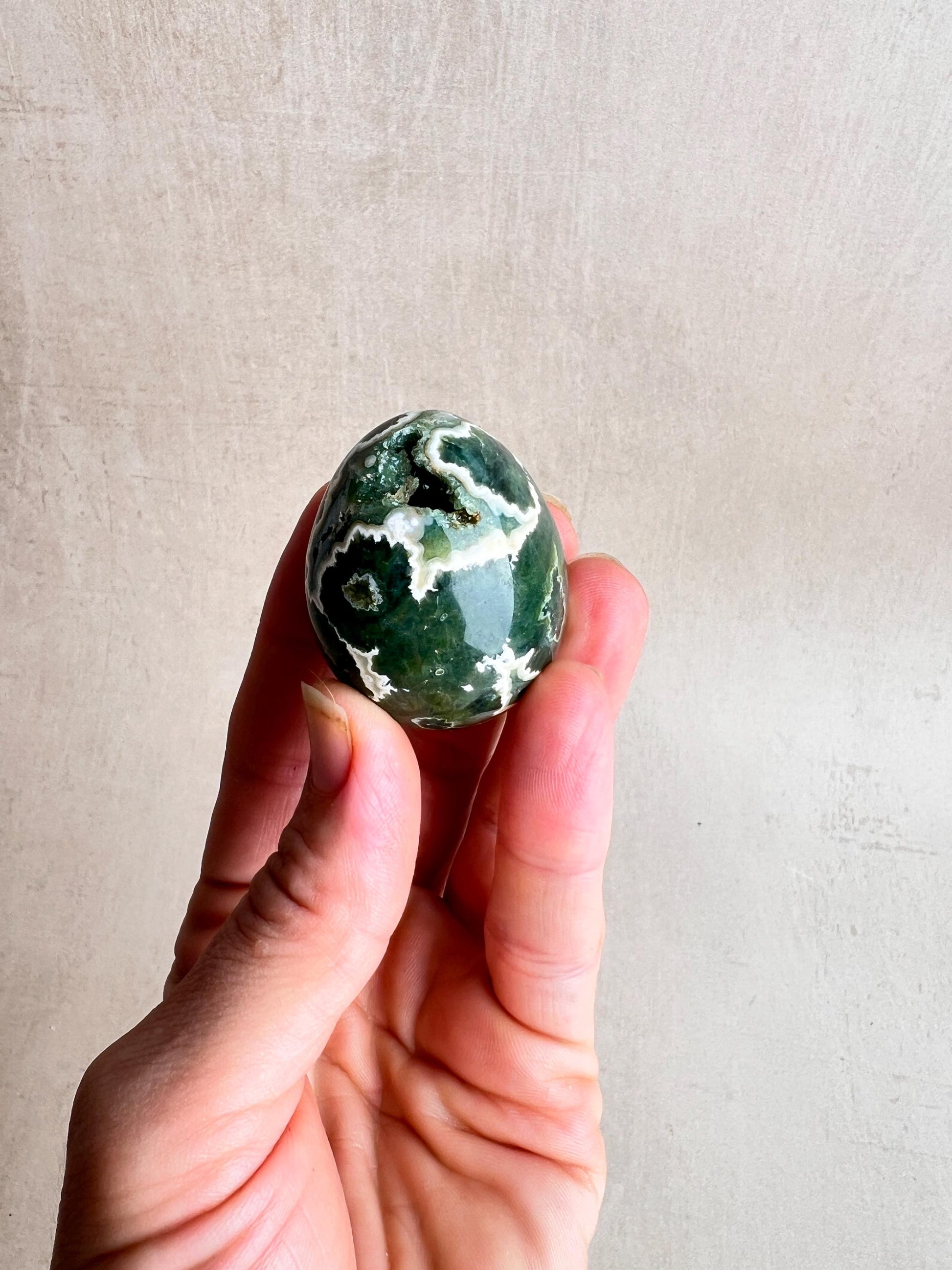 Polished Ocean Jasper Egg – Natural Calming Crystal, Meditation Stone (44 mm)