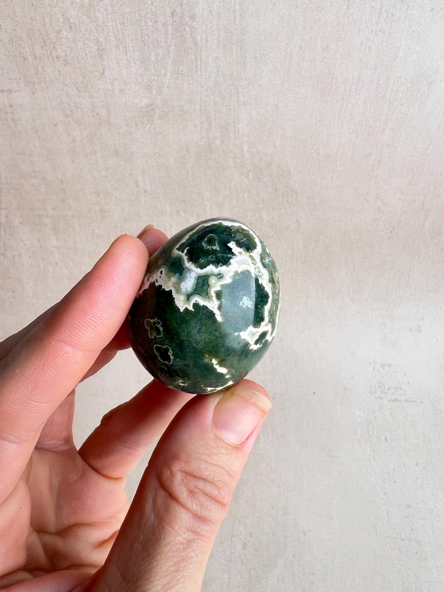 Polished Ocean Jasper Egg – Natural Calming Crystal, Meditation Stone (44 mm)