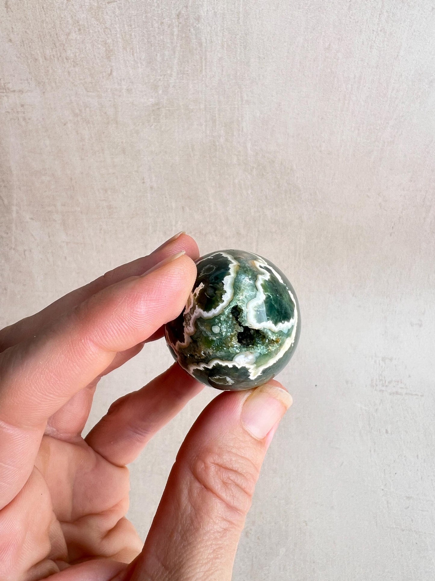 Polished Ocean Jasper Egg – Natural Calming Crystal, Meditation Stone (44 mm)