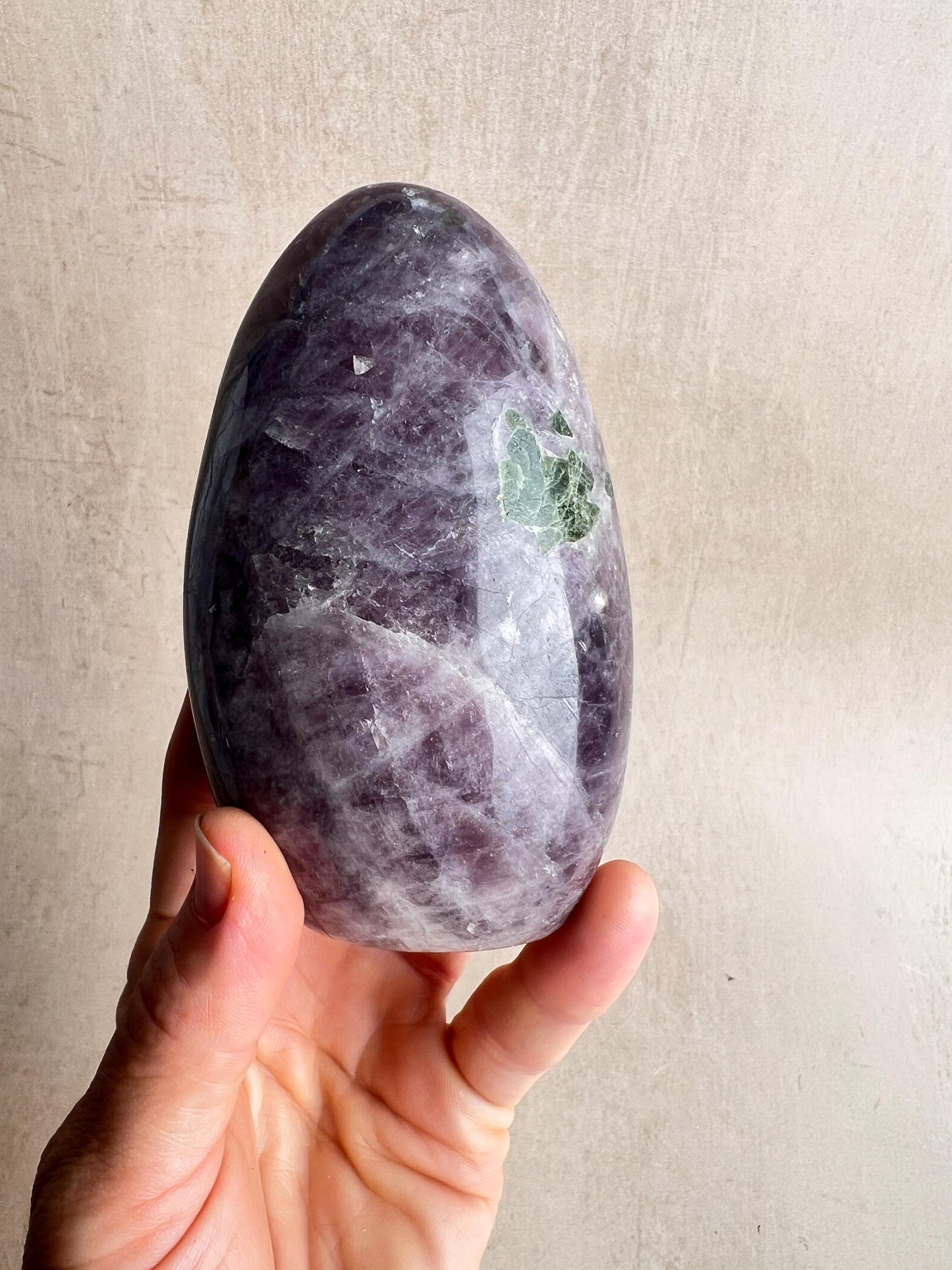 Purple Anhydrite Freeform: Polished Healing Crystal with Epidote