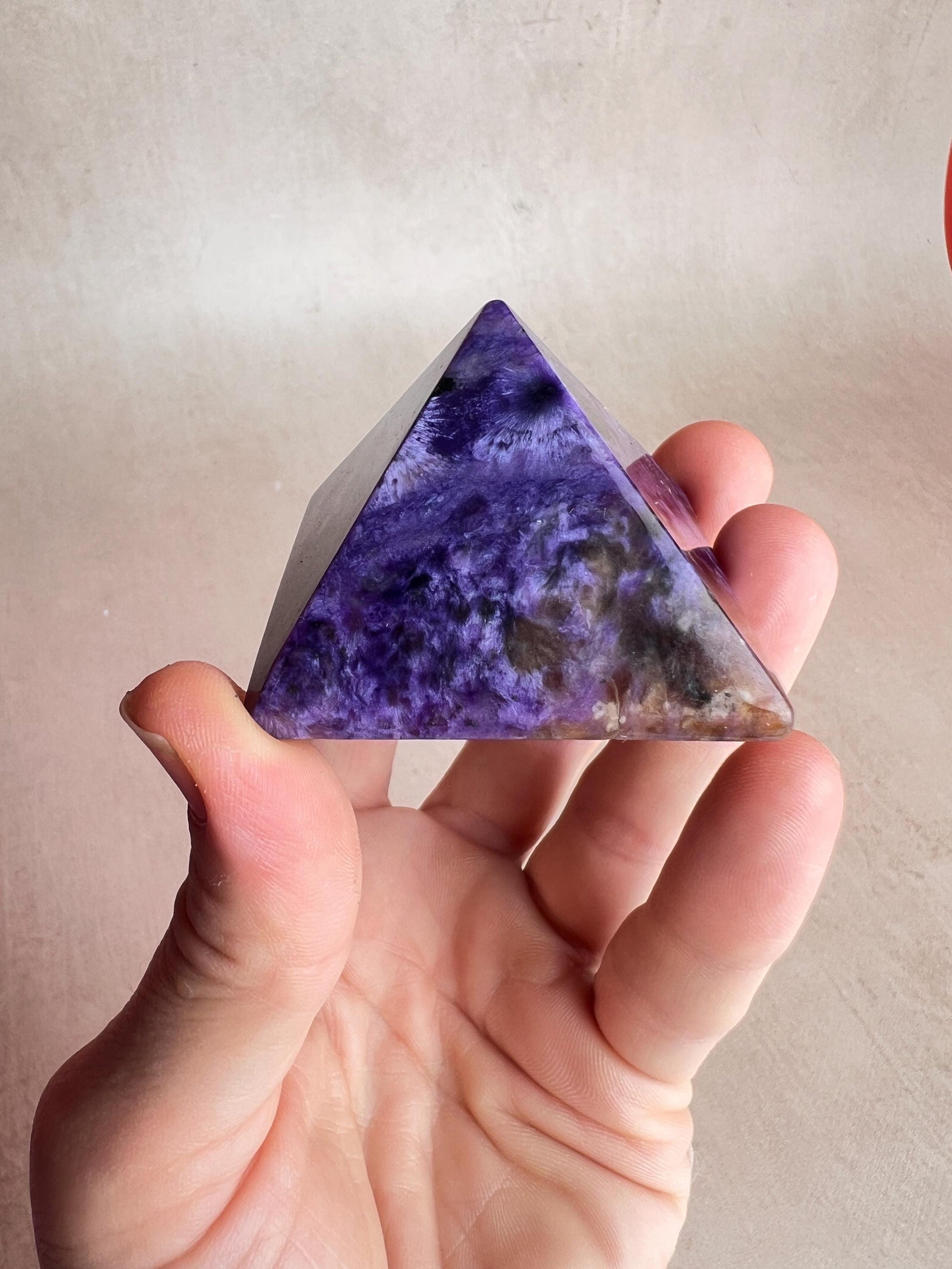Charoite Pyramid: High Grade Crystal, Third Eye & Crown Chakra Stone