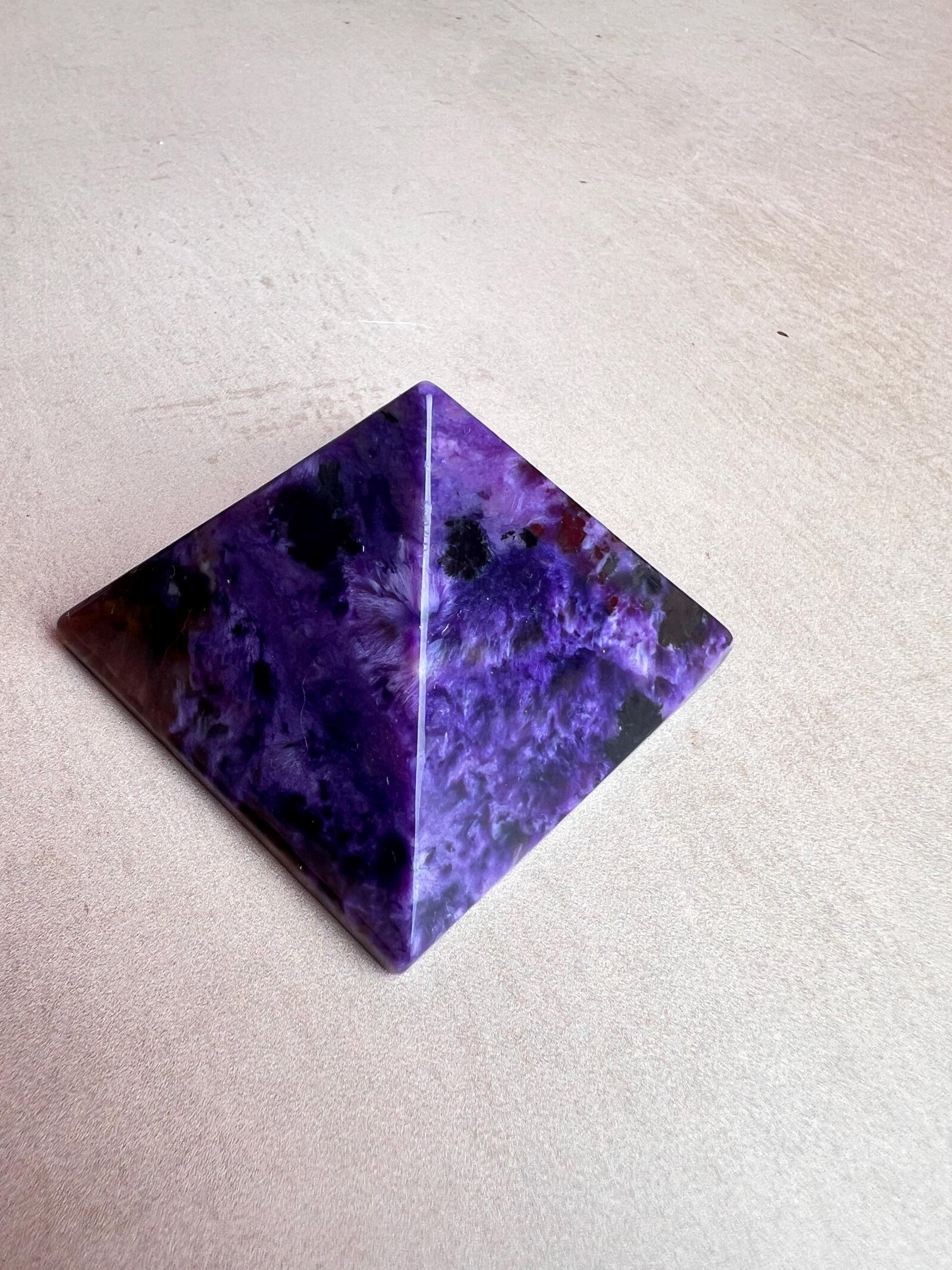 Charoite Pyramid: High Grade Crystal, Third Eye & Crown Chakra Stone