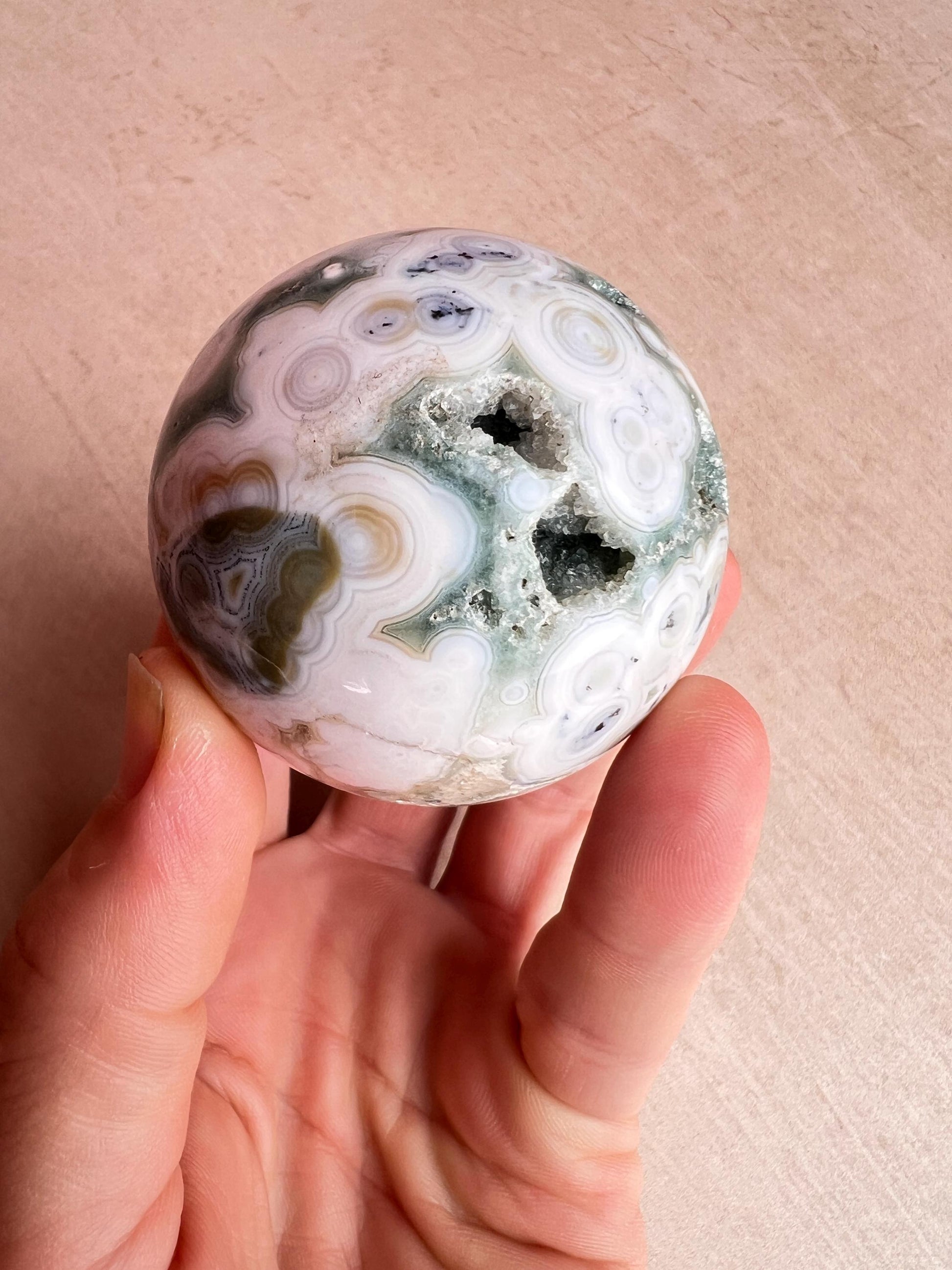 Ocean Jasper Sphere : Polished Crystal Ball, Vein 8