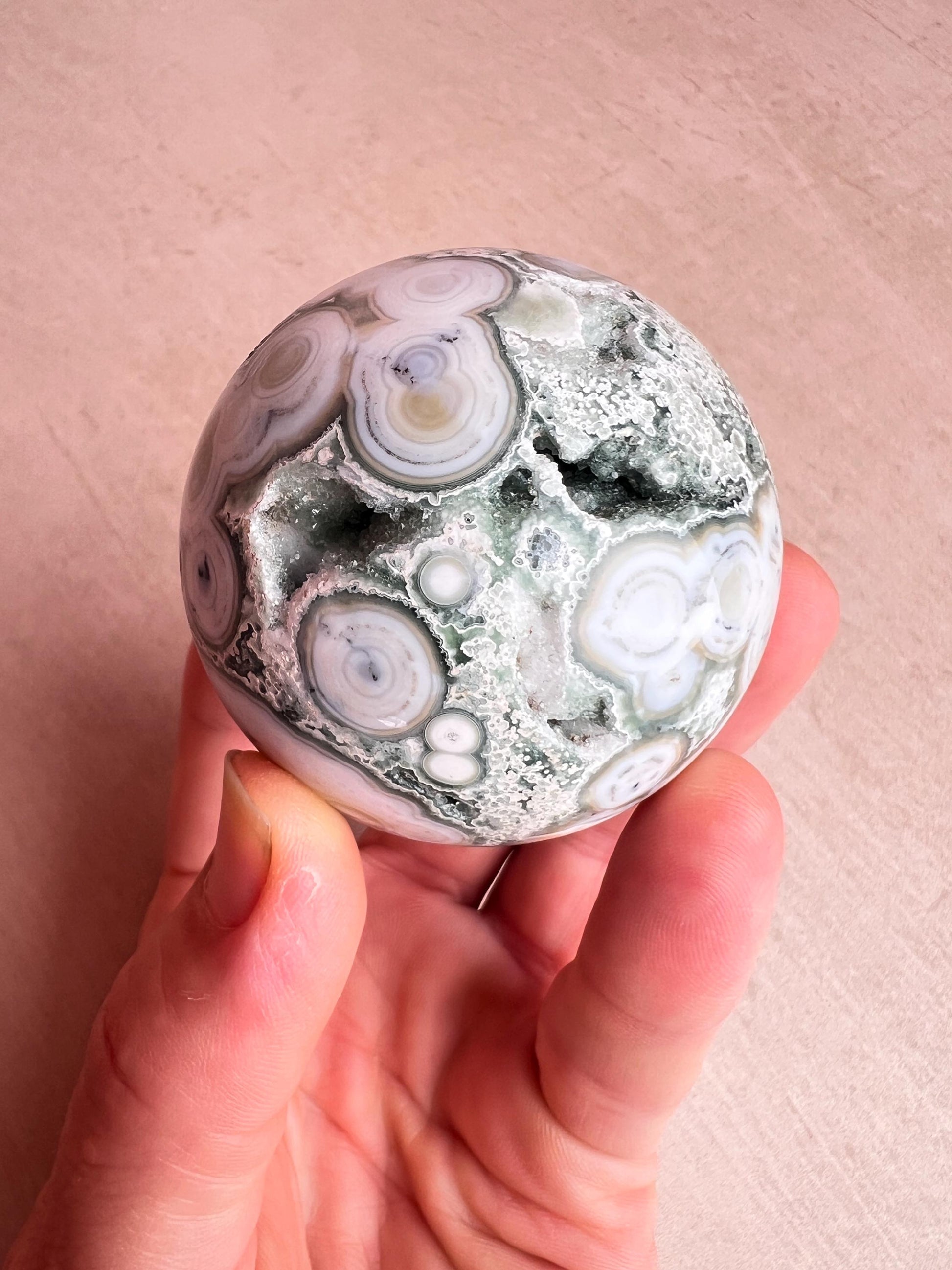 Ocean Jasper Sphere : Polished Crystal Ball, Vein 8