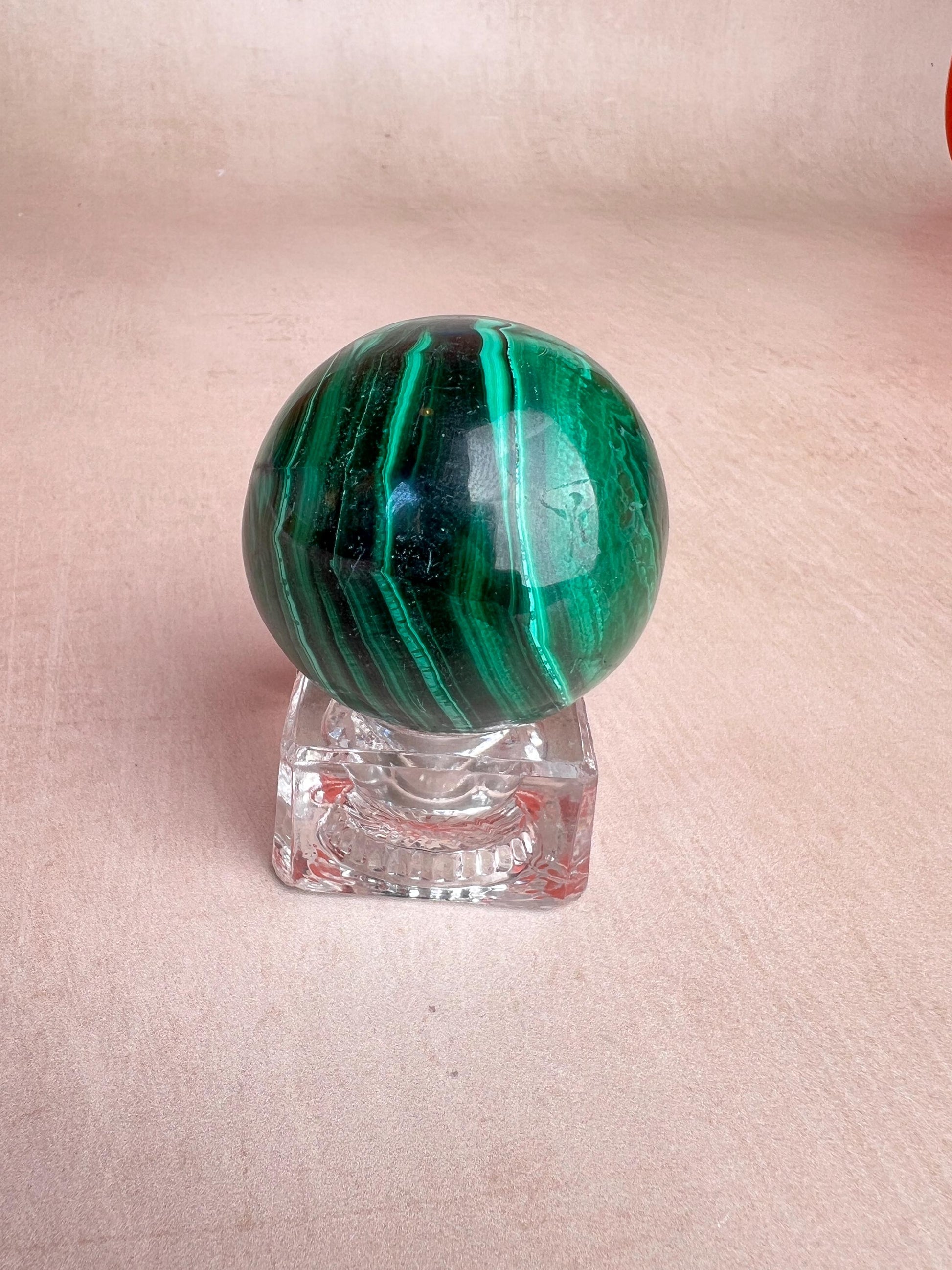 Polished Malachite Sphere: Natural Green Crystal Ball, Protection Stone