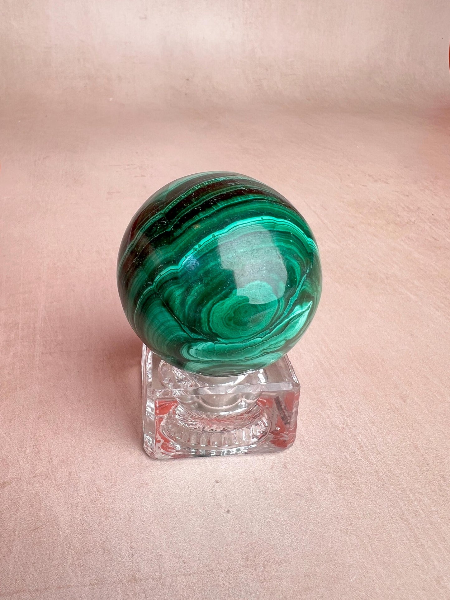 Polished Malachite Sphere: Natural Green Crystal Ball, Protection Stone
