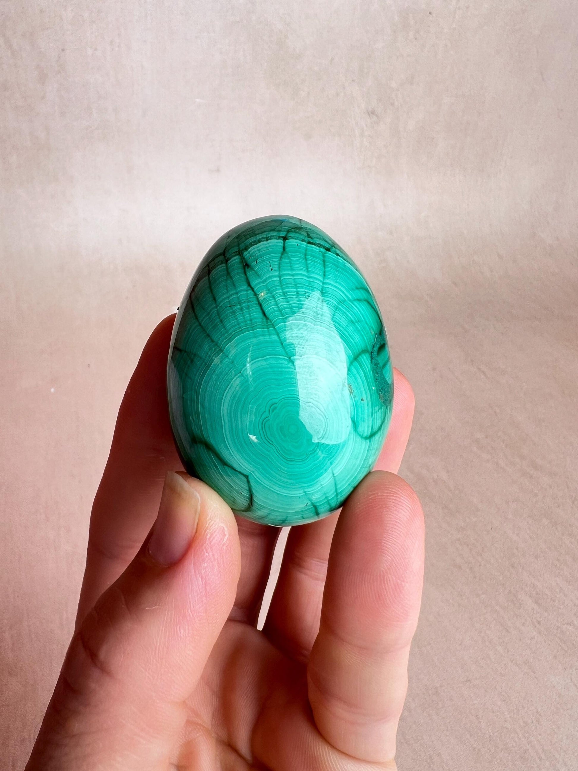 Polished Malachite Egg: Natural Green Crystal, Protection Stone, 45mm