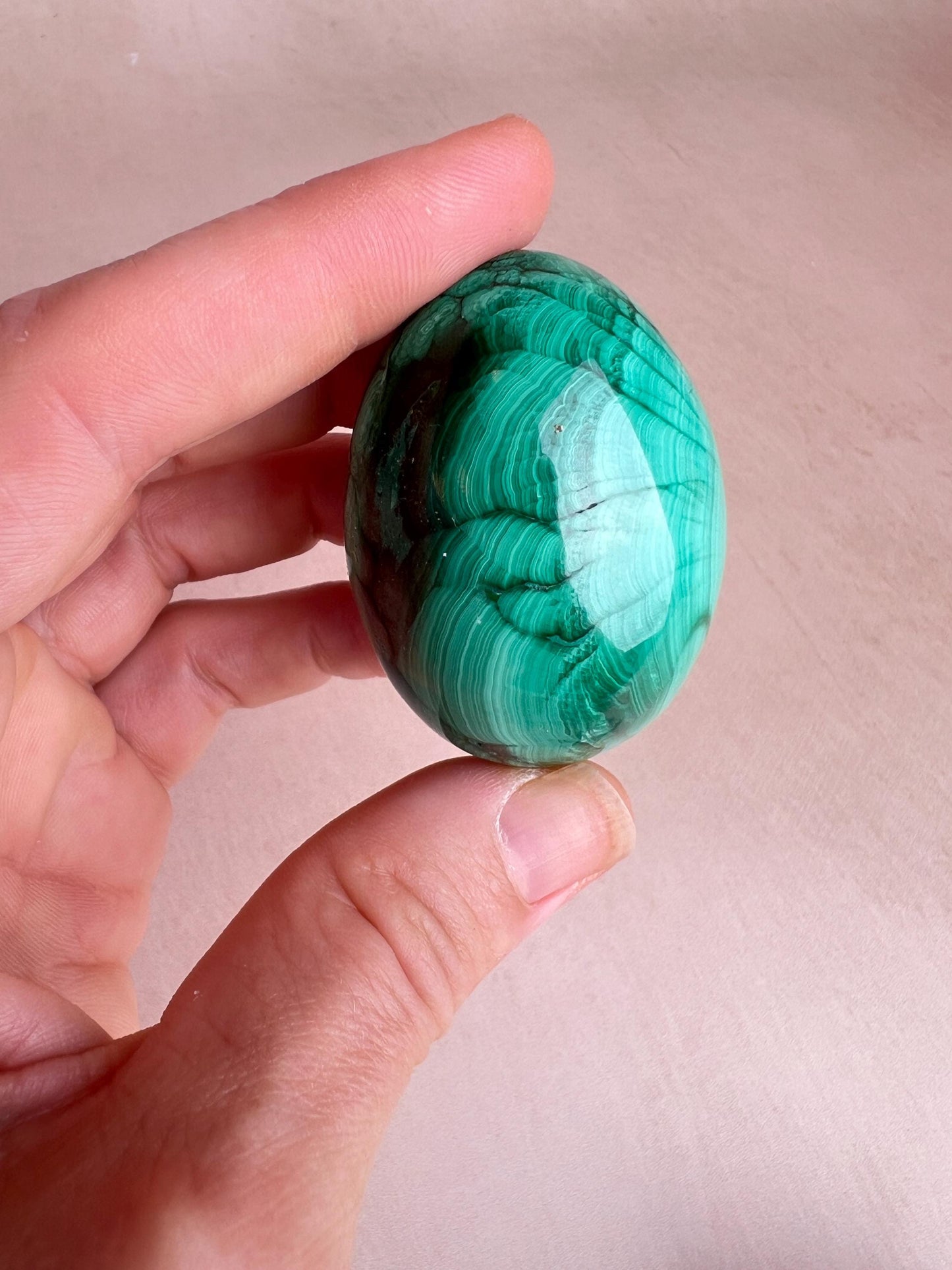 Polished Malachite Egg: Natural Green Crystal, Protection Stone, 45mm