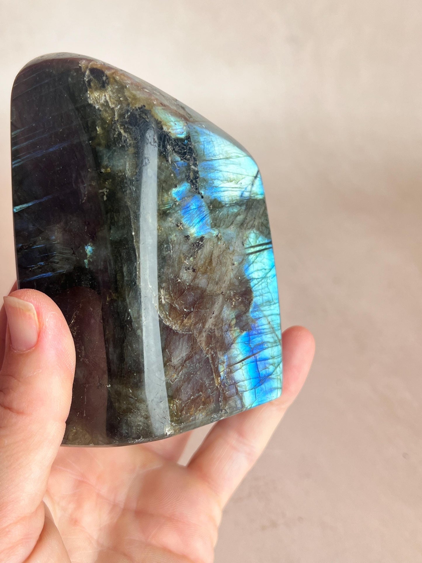 Polished Labradorite Free Form: Blue Flash Crystal, Spiritual Decor