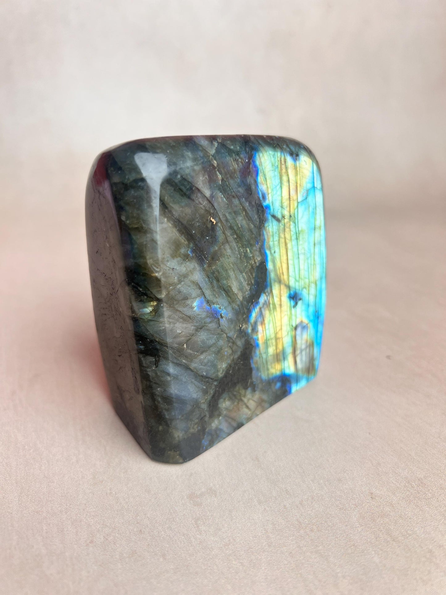 Flashy Blue Labradorite Free Form: Polished Healing Crystal, Spiritual Decor