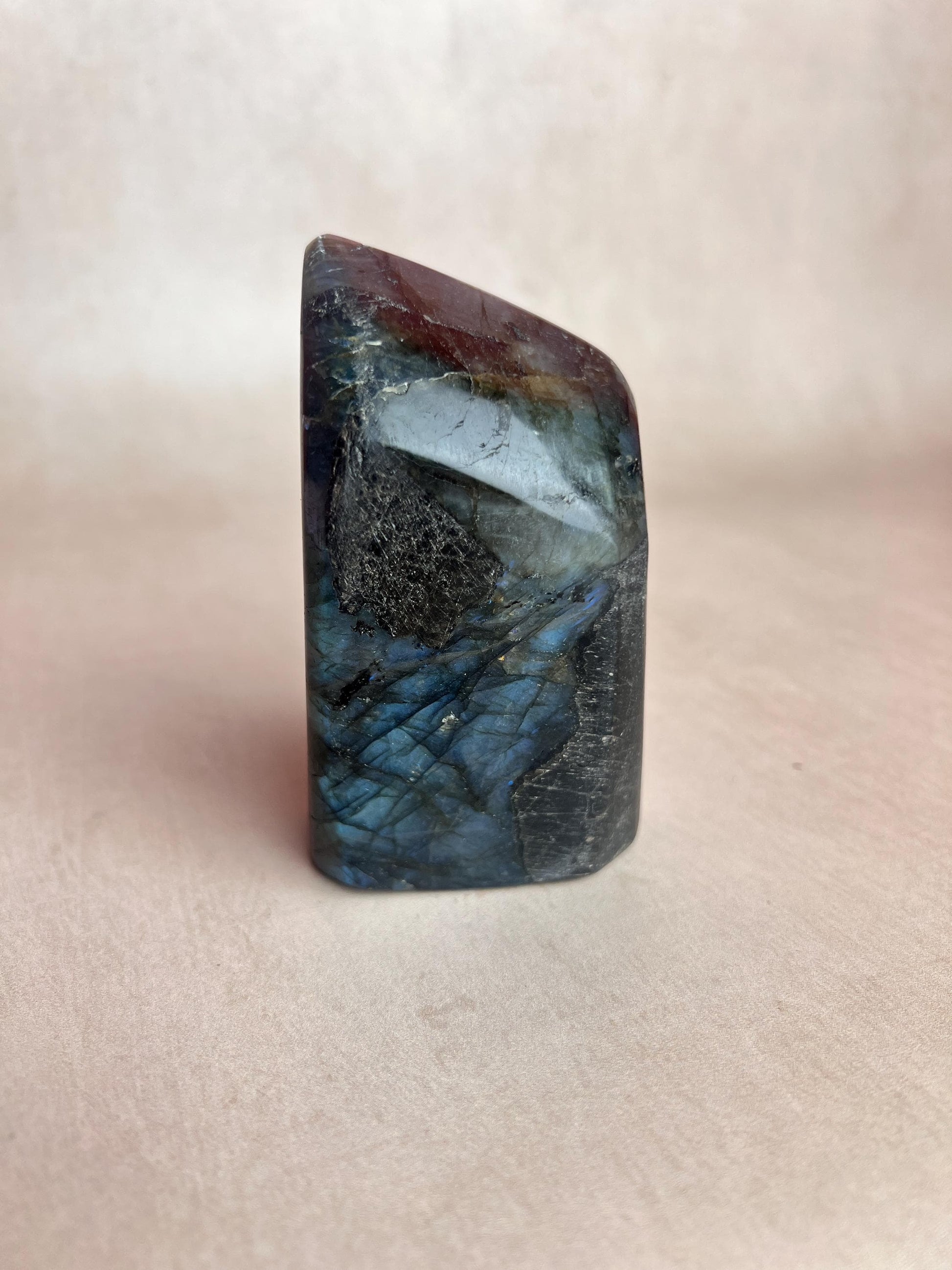 Flashy Blue Labradorite Free Form: Polished Healing Crystal, Spiritual Decor