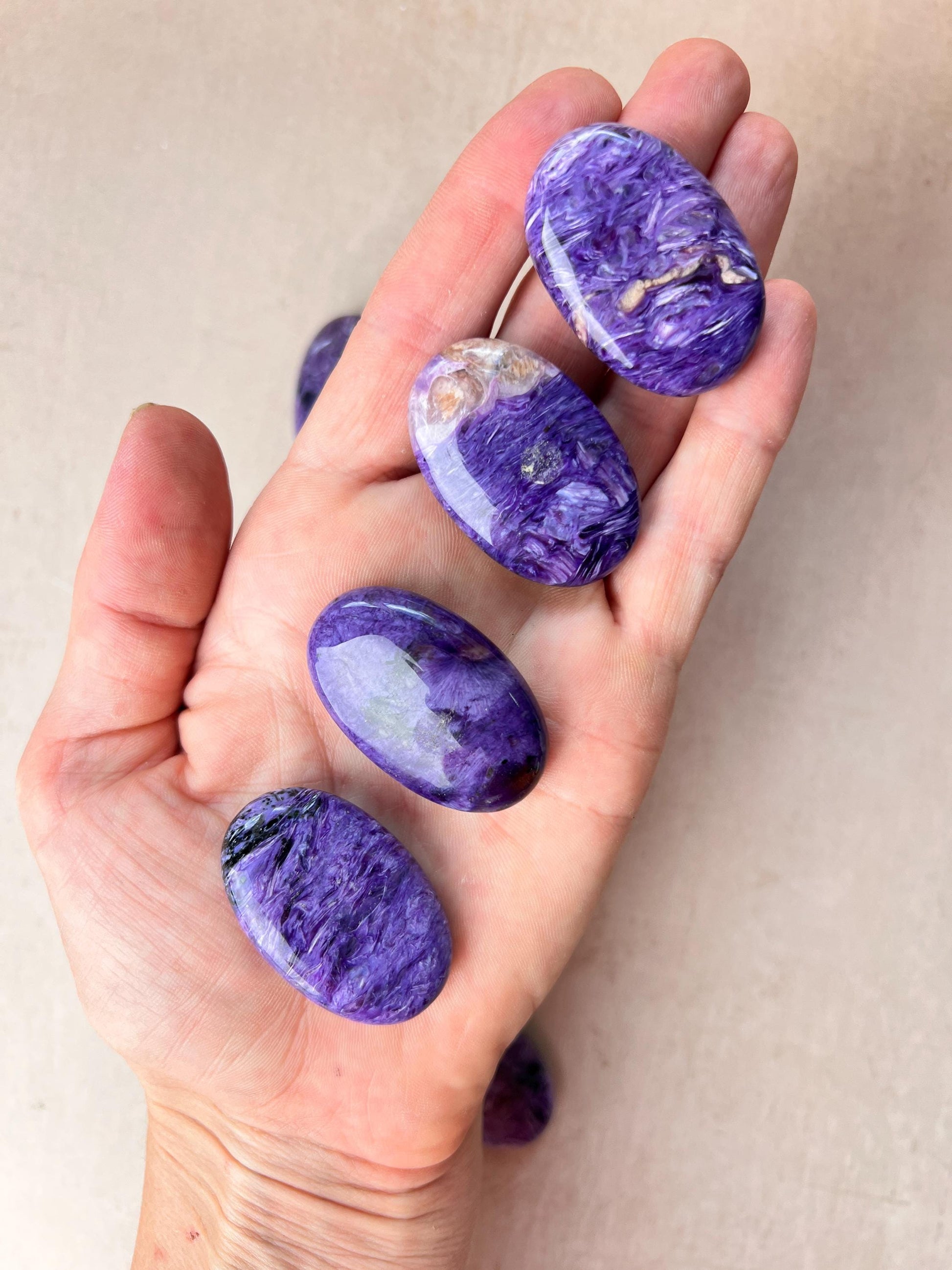 Polished Charoite Pocket Stone: Rare Russian Purple Crystal for Intuition Clarity