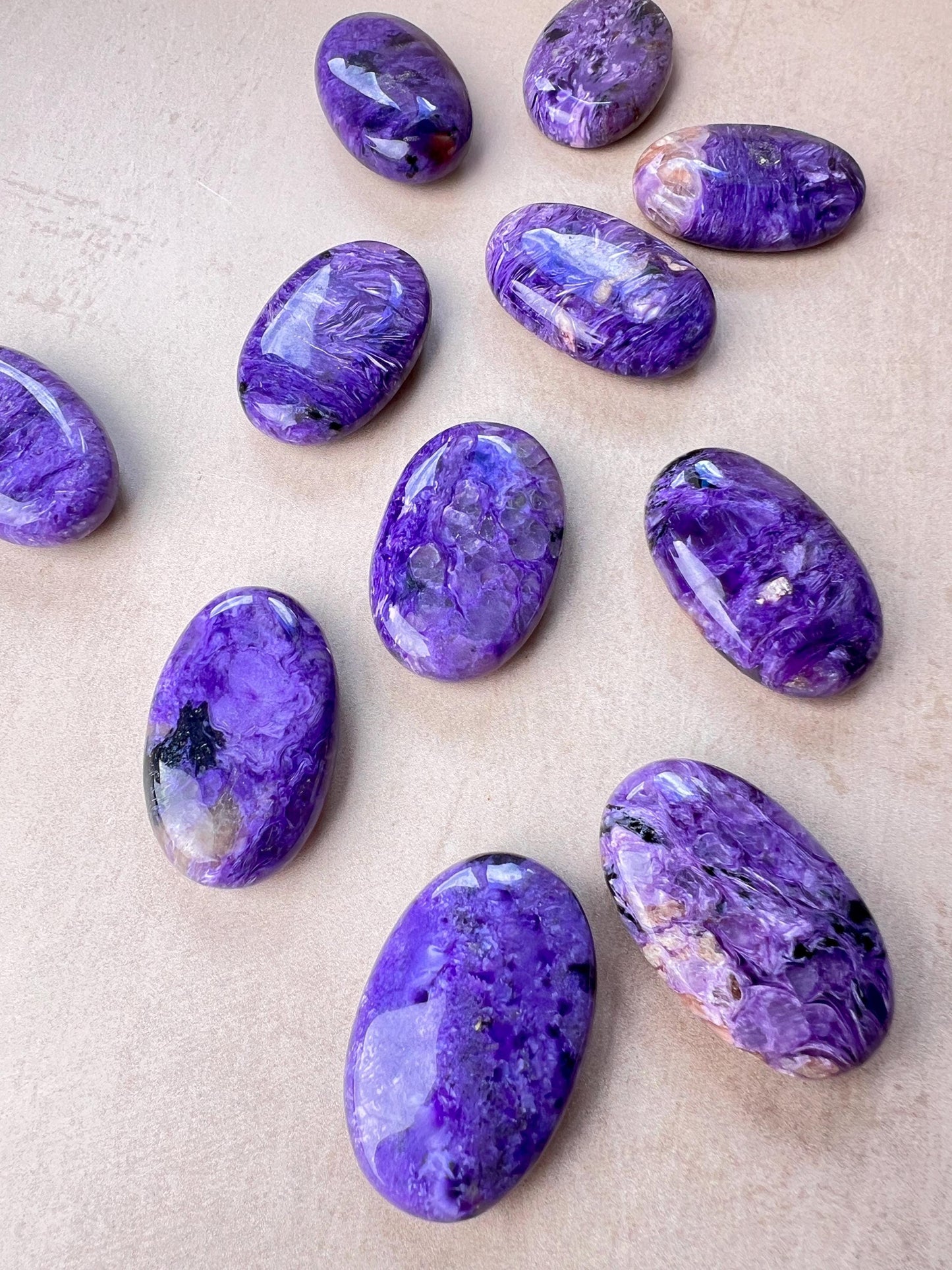 Polished Charoite Pocket Stone: Rare Russian Purple Crystal for Intuition Clarity