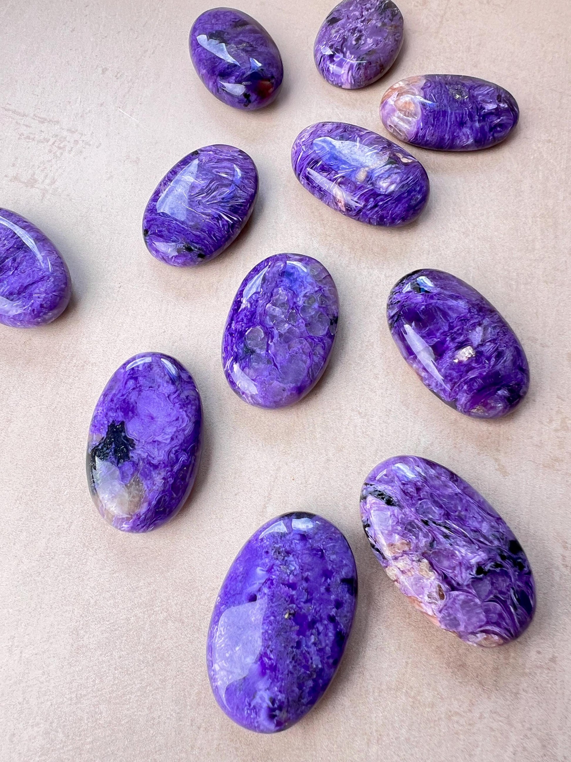 Polished Charoite Pocket Stone: Rare Russian Purple Crystal for Intuition Clarity