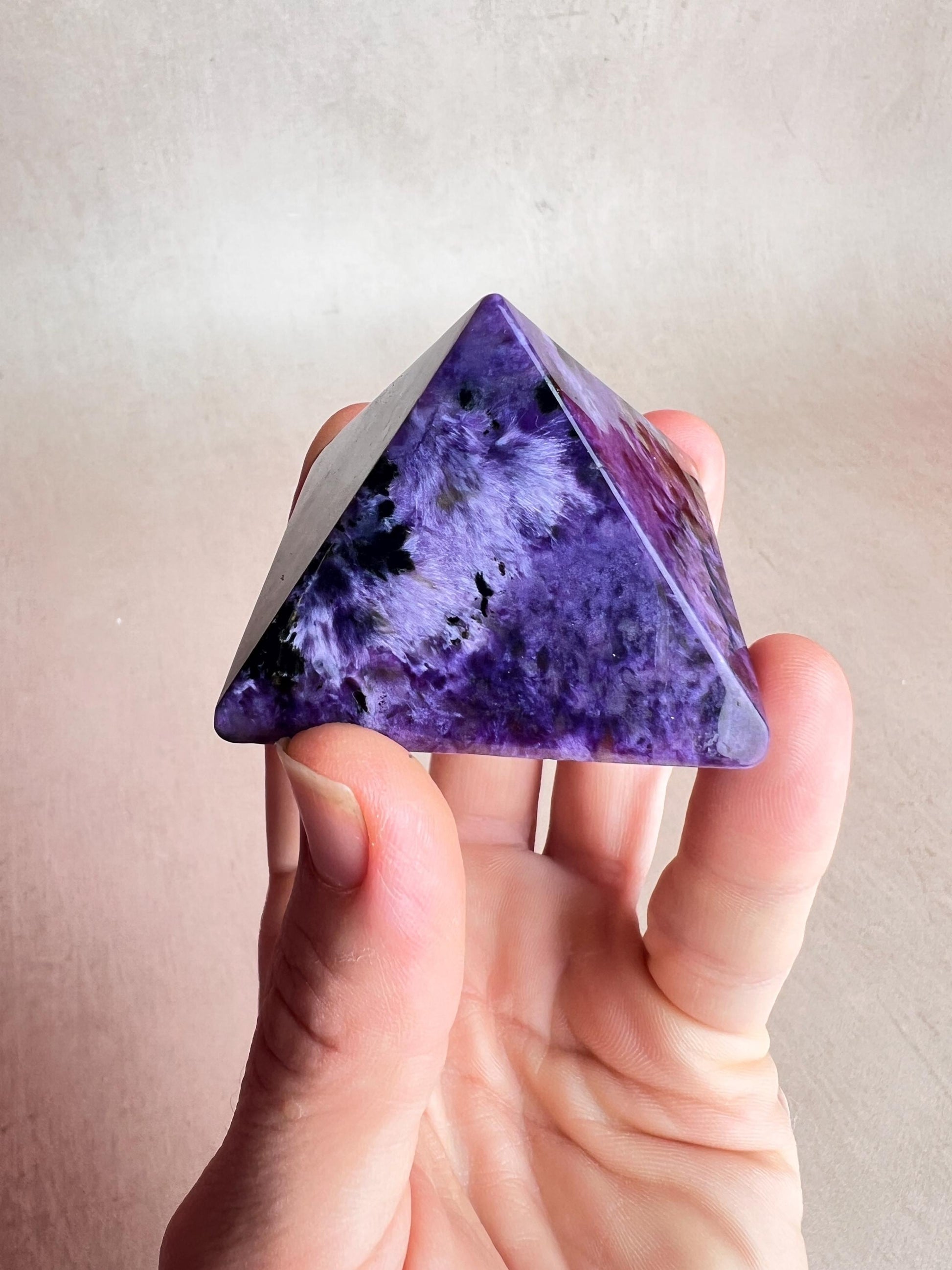Charoite Pyramid: High Grade Crystal, Third Eye & Crown Chakra Stone