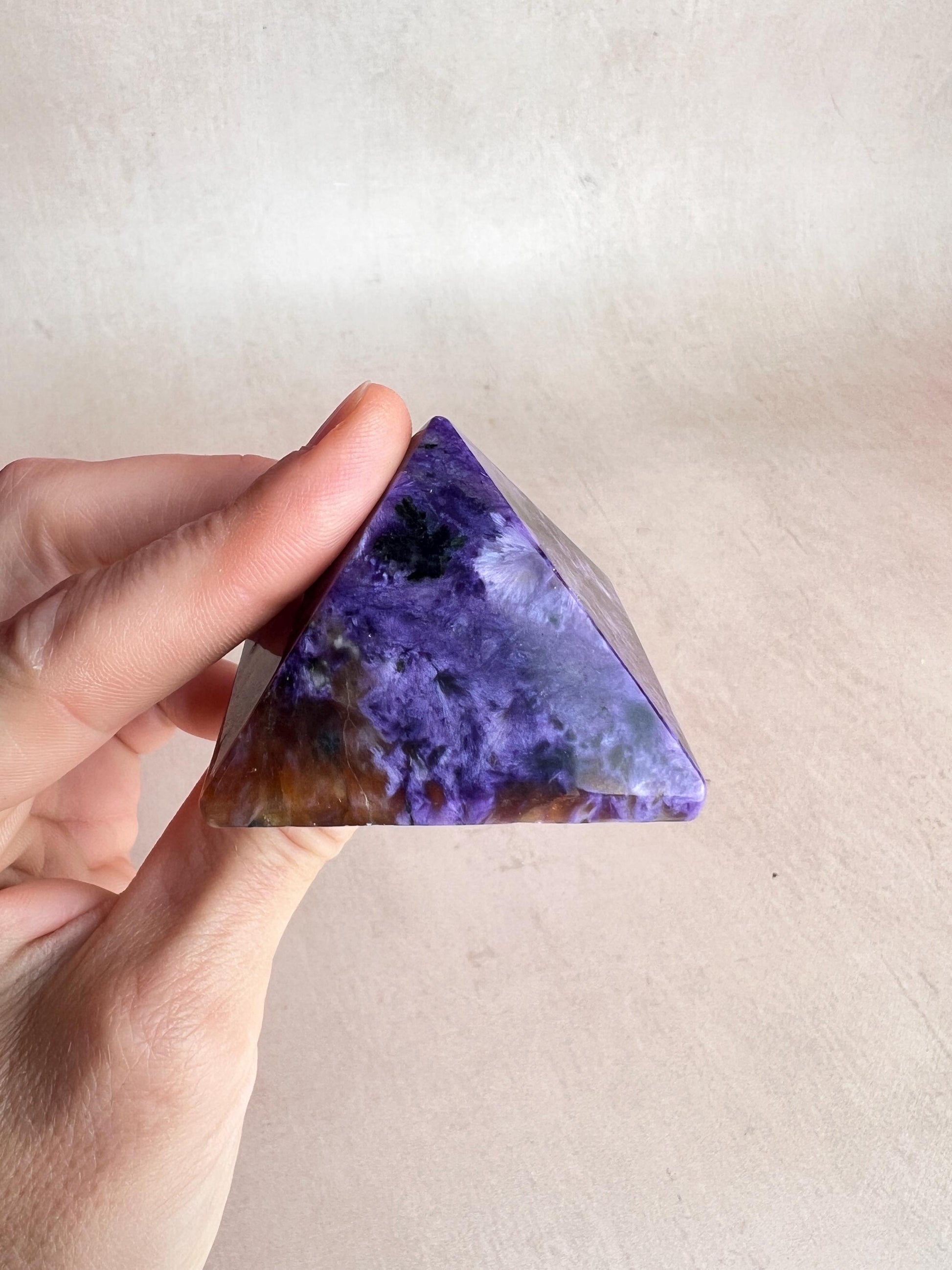 Charoite Pyramid: High Grade Crystal, Third Eye & Crown Chakra Stone