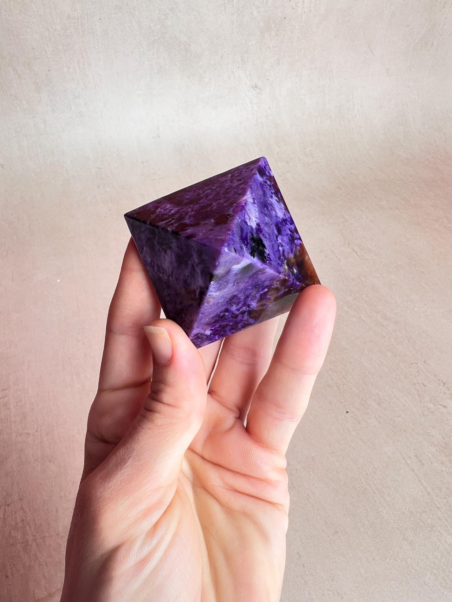 Charoite Pyramid: High Grade Crystal, Third Eye & Crown Chakra Stone