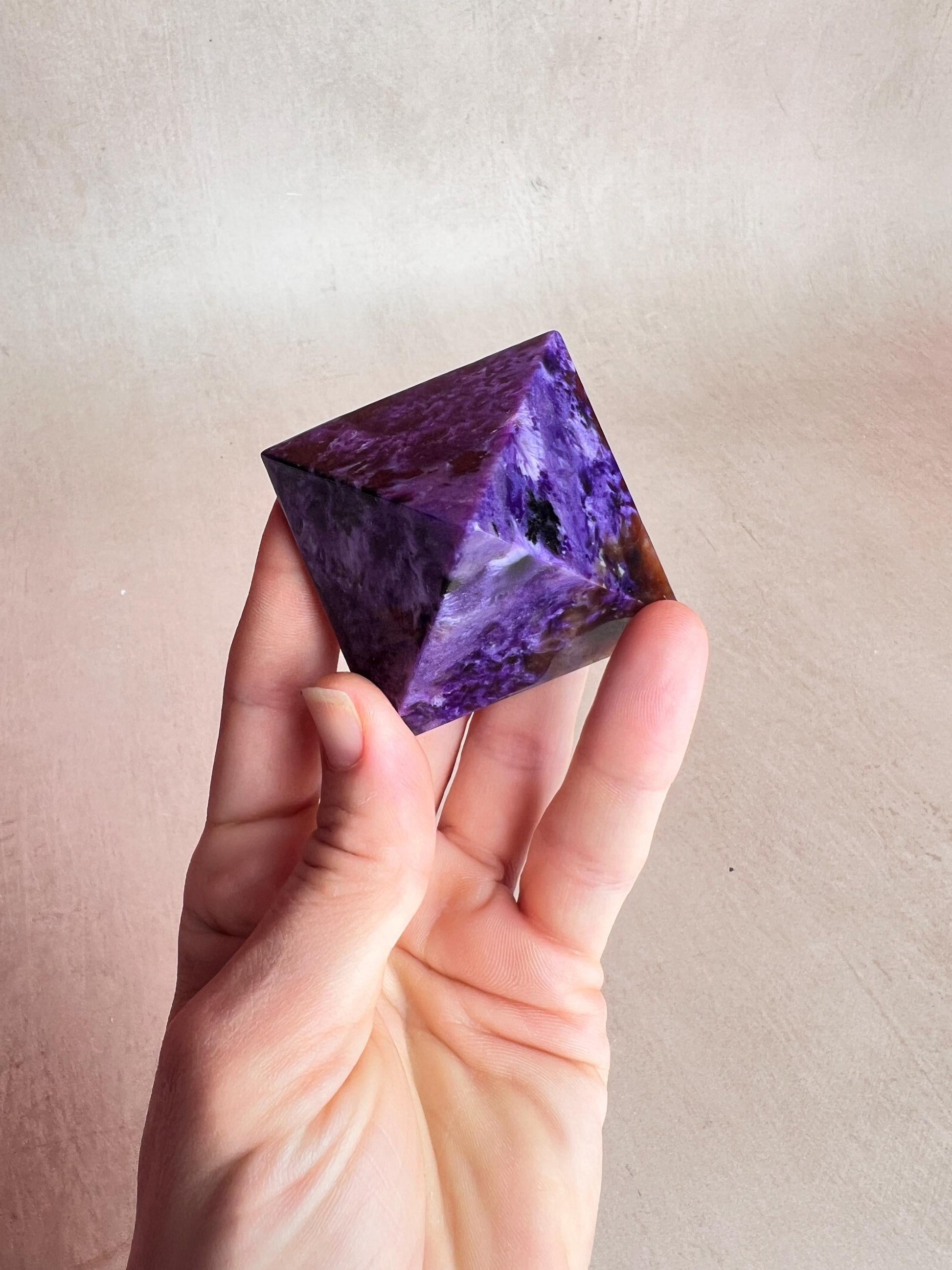 Charoite Pyramid: High Grade Crystal, Third Eye & Crown Chakra Stone