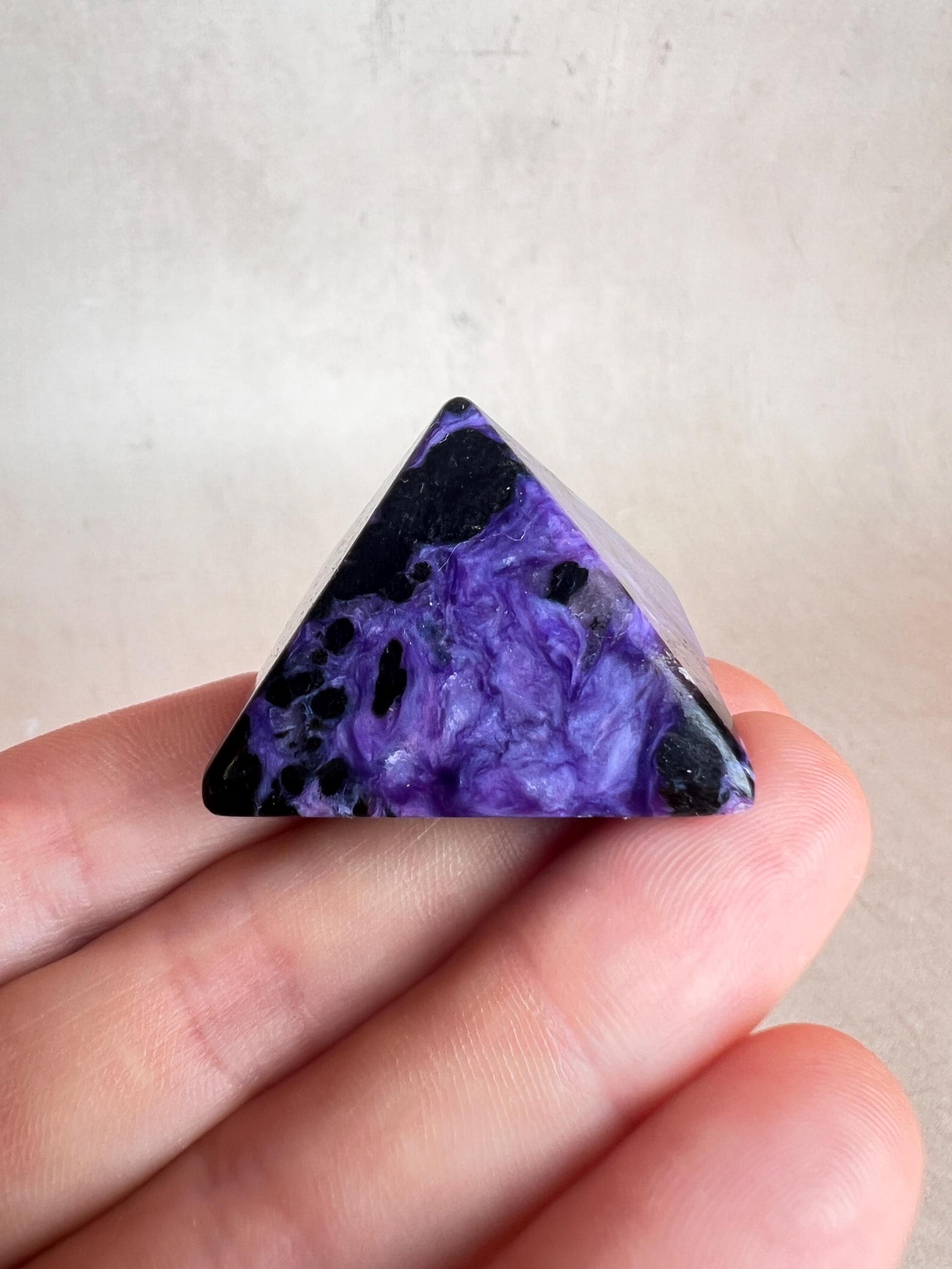 Charoite Pyramid: High Grade Crystal, Third Eye & Crown Chakra Stone