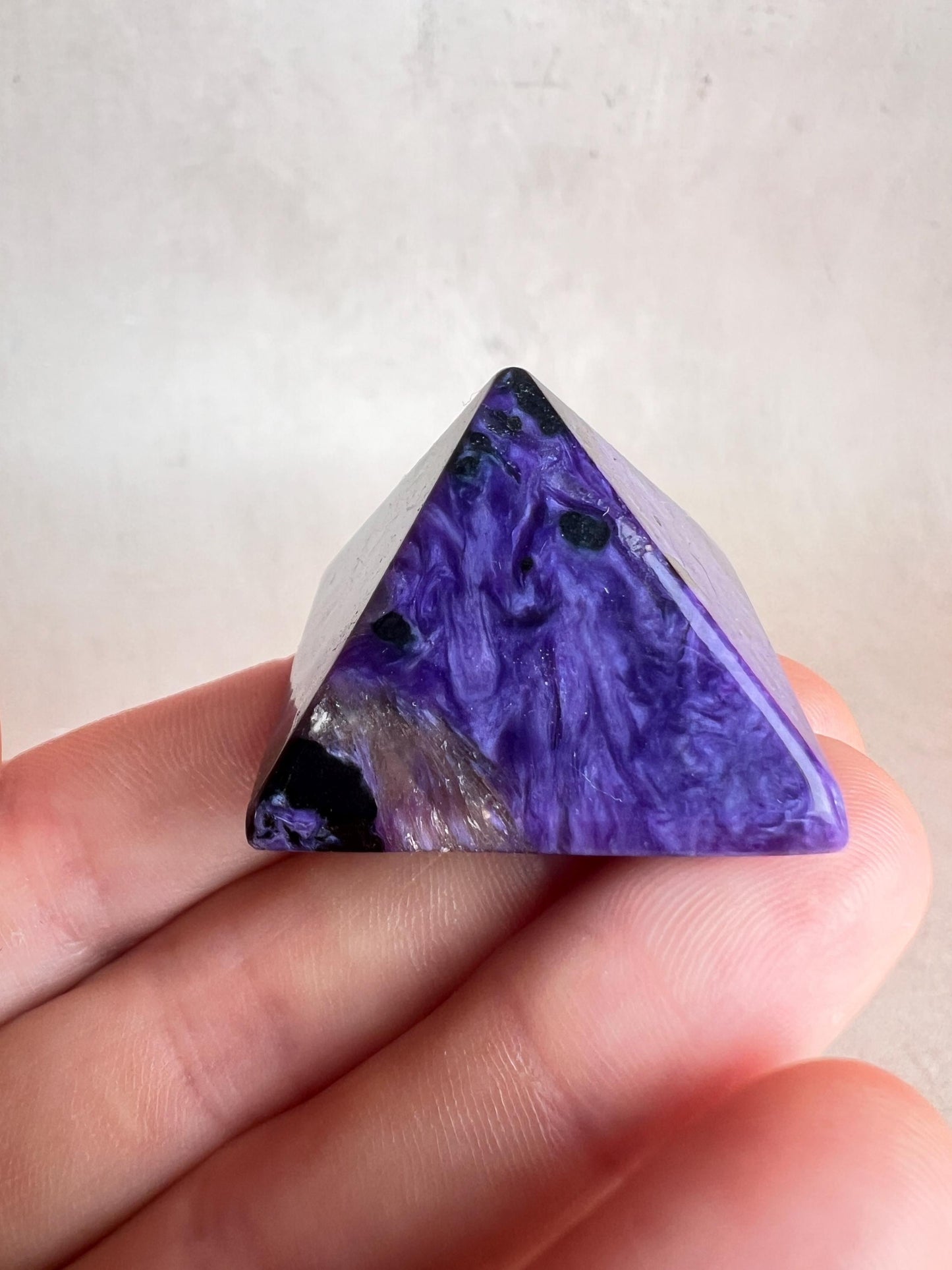 Charoite Pyramid: High Grade Crystal, Third Eye & Crown Chakra Stone