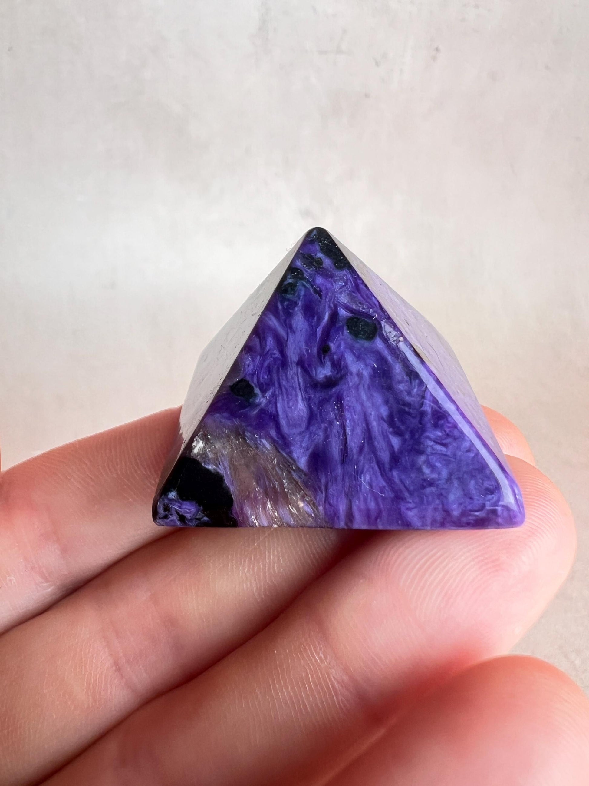 Charoite Pyramid: High Grade Crystal, Third Eye & Crown Chakra Stone