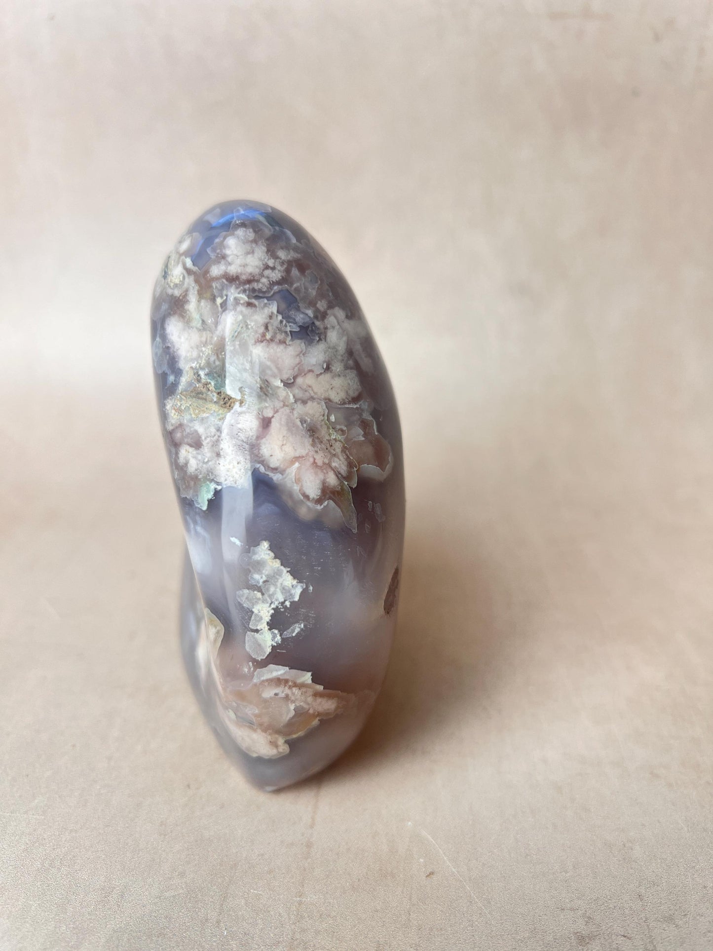 Blue Flower Agate: Fully Polished Free Form Crystal Decor