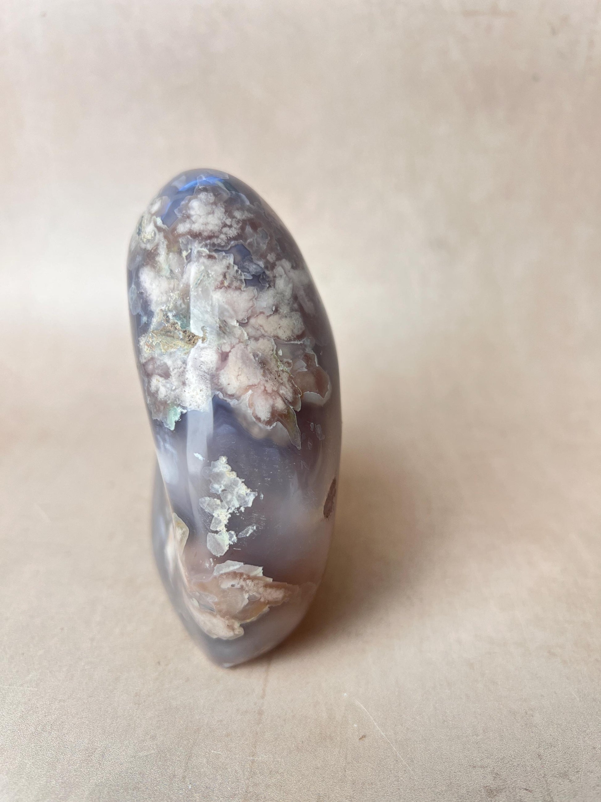 Blue Flower Agate: Fully Polished Free Form Crystal Decor