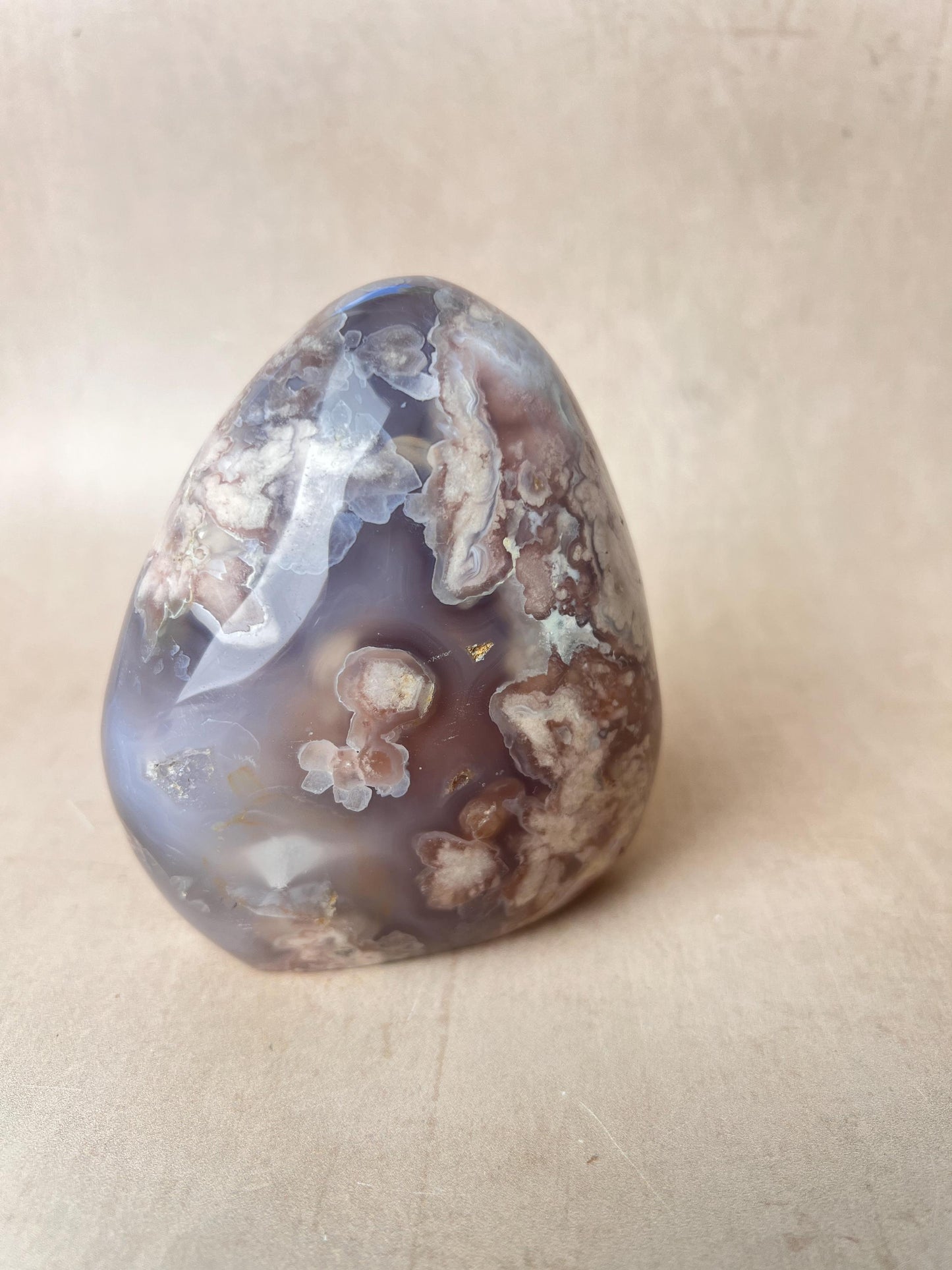 Blue Flower Agate: Fully Polished Free Form Crystal Decor