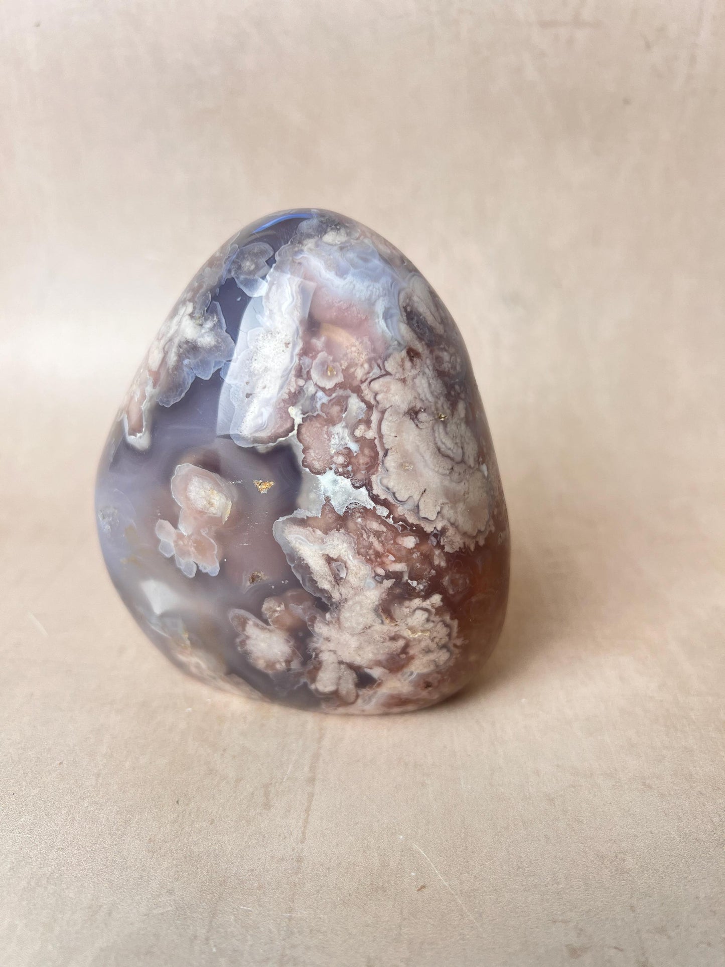 Blue Flower Agate: Fully Polished Free Form Crystal Decor