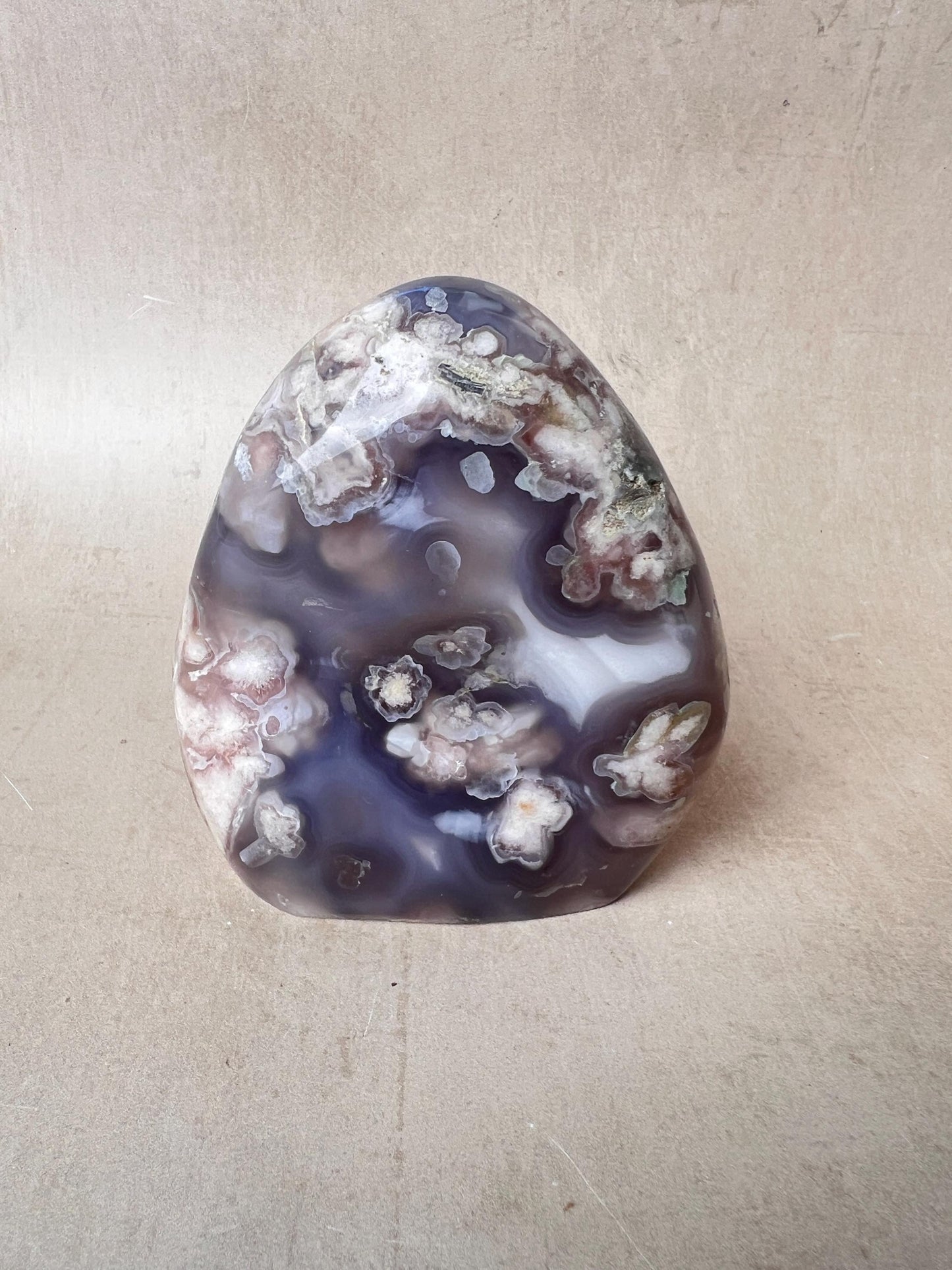 Blue Flower Agate: Fully Polished Free Form Crystal Decor