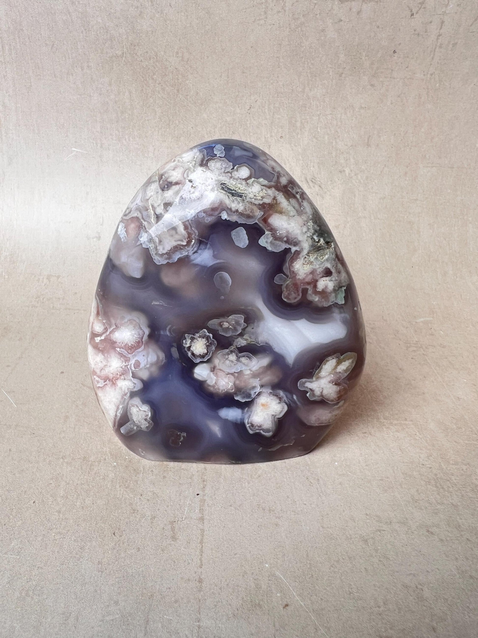 Blue Flower Agate: Fully Polished Free Form Crystal Decor