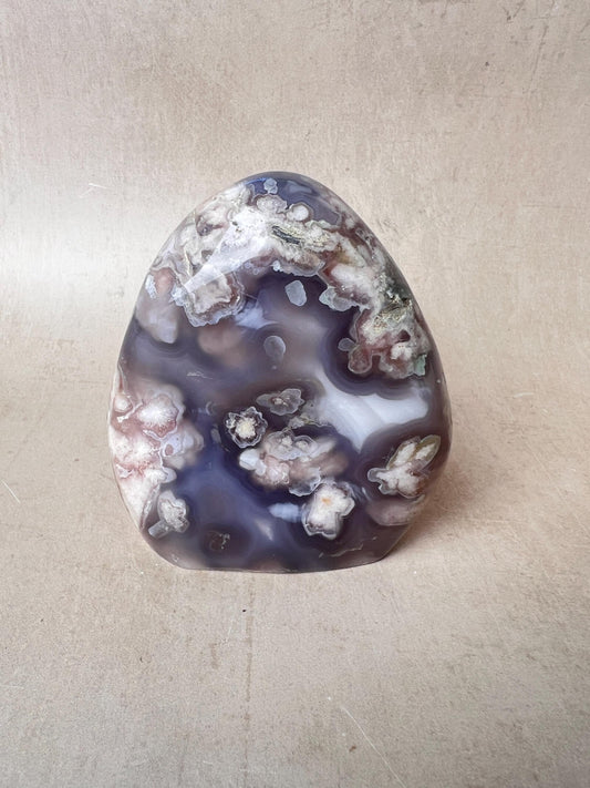 Blue Flower Agate: Fully Polished Free Form Crystal Decor