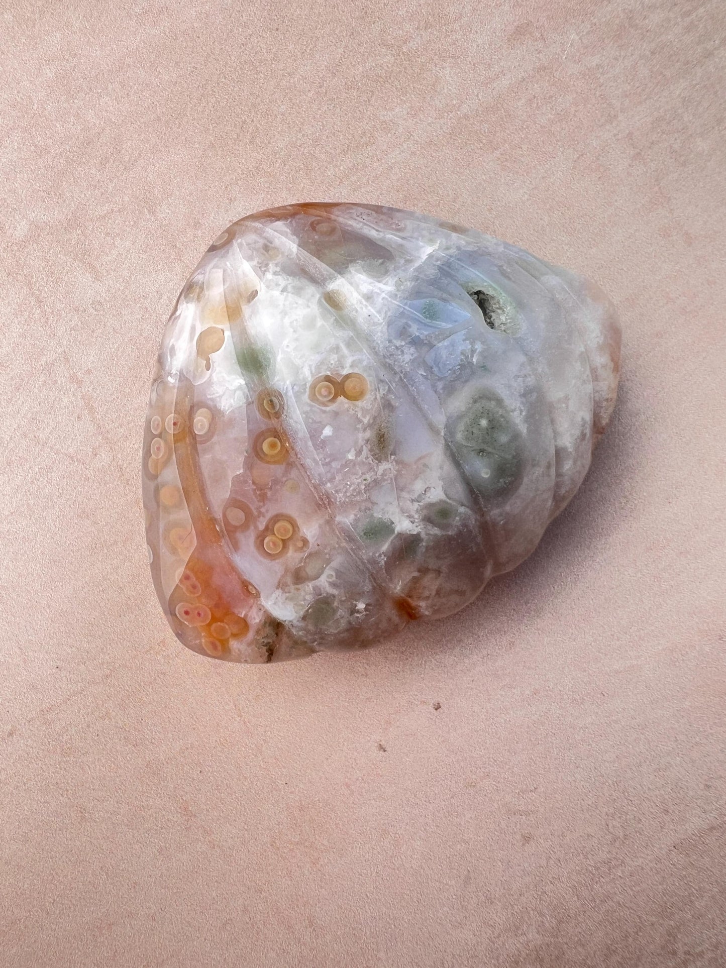 Rare Ocean Jasper XL Seashell Carving: Crystal Seashell Decor - Vein 1-2
