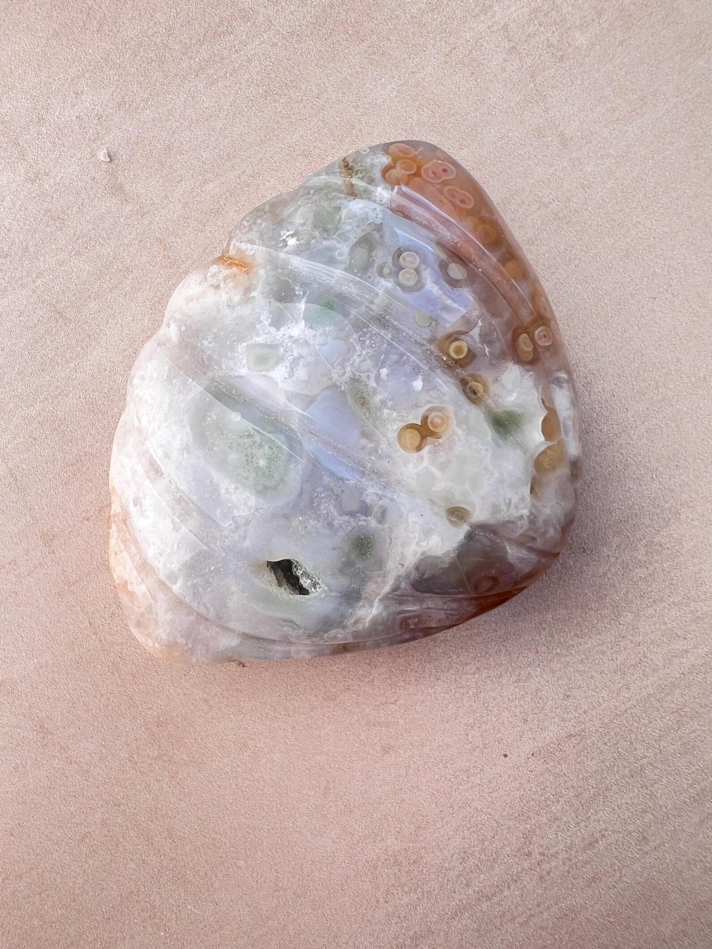 Rare Ocean Jasper XL Seashell Carving: Crystal Seashell Decor - Vein 1-2
