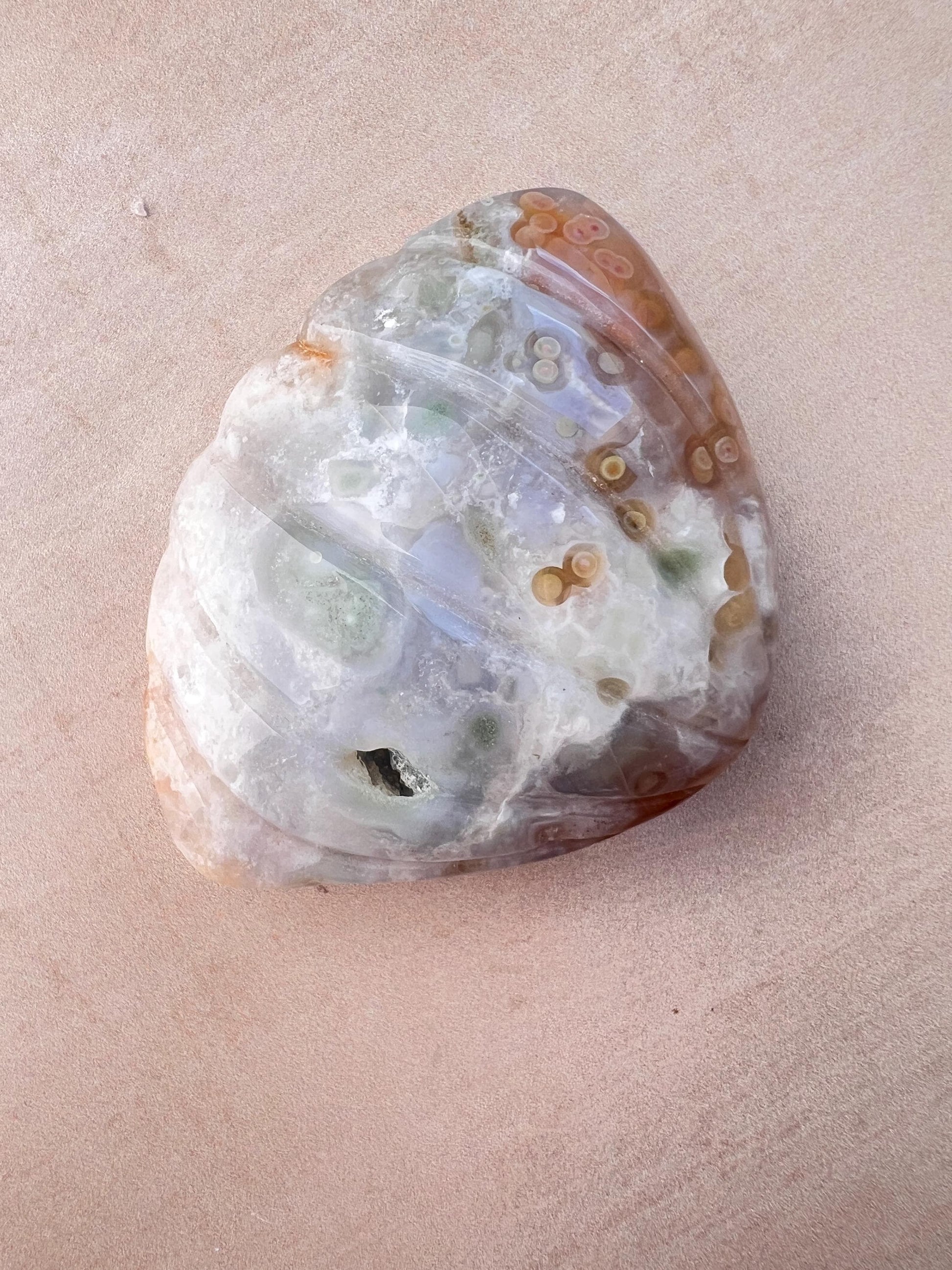 Rare Ocean Jasper XL Seashell Carving: Crystal Seashell Decor - Vein 1-2