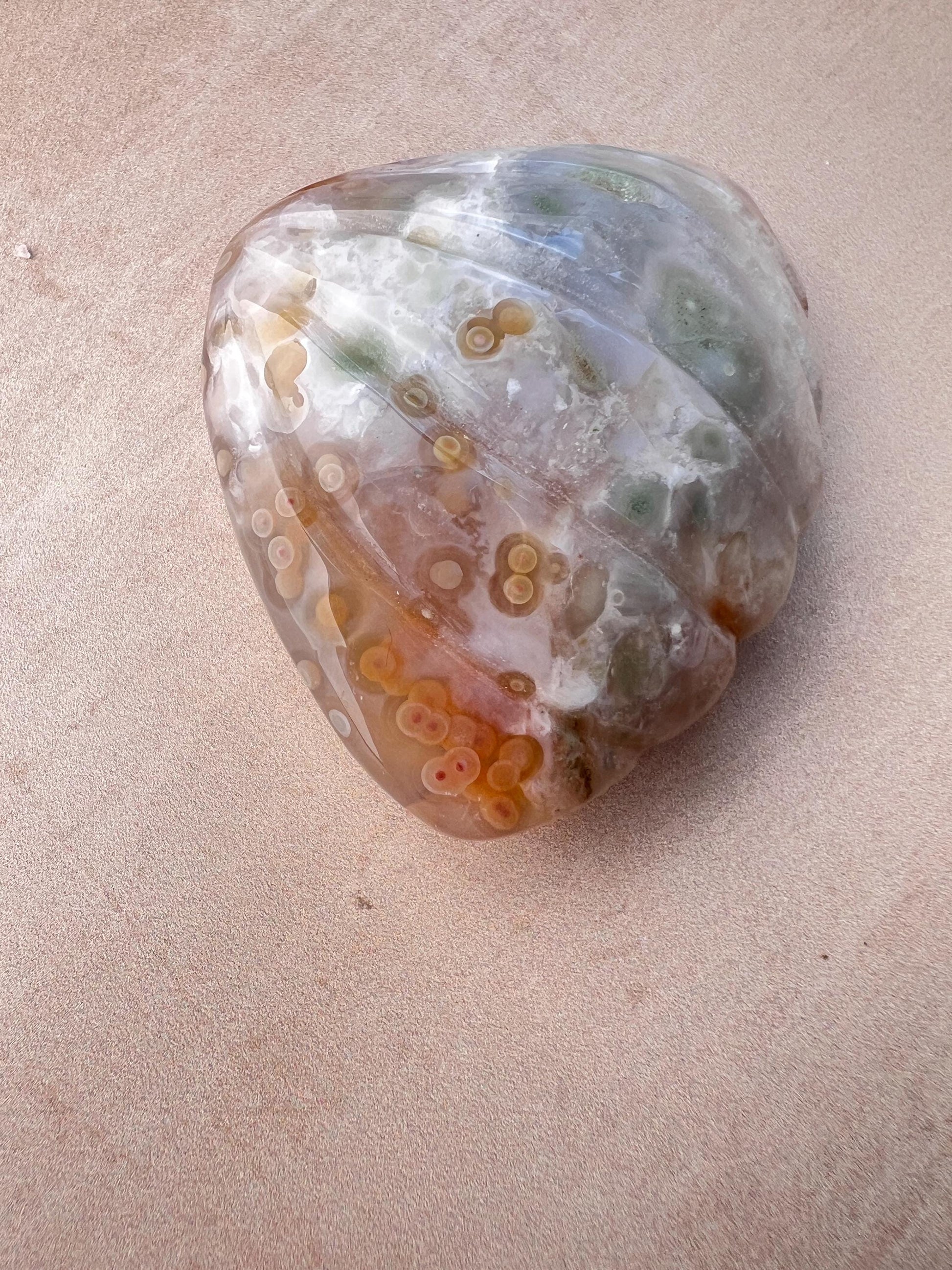 Rare Ocean Jasper XL Seashell Carving: Crystal Seashell Decor - Vein 1-2