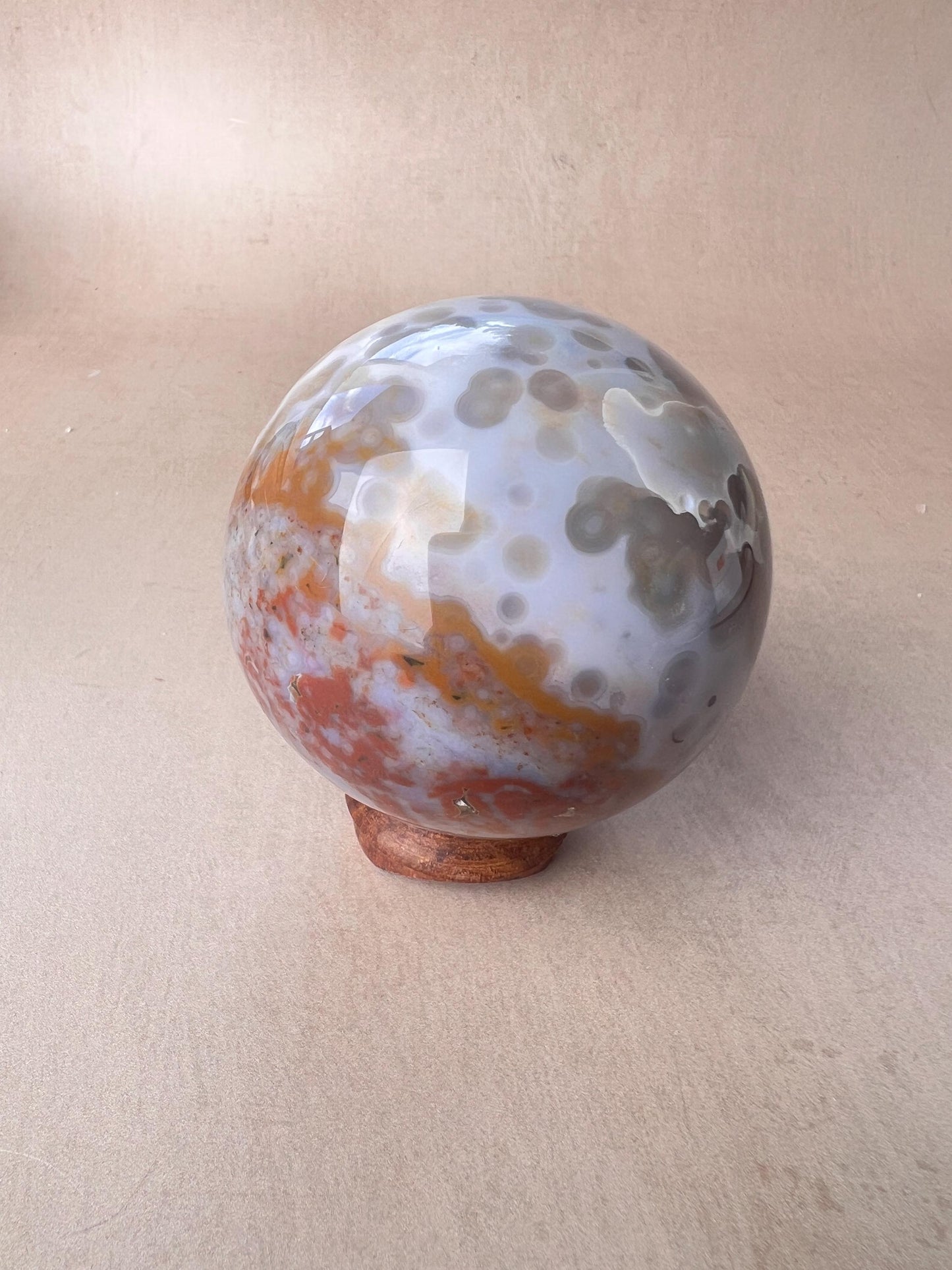 Old Stock Ocean Jasper Sphere: Jelly Orbs Vein 3-4