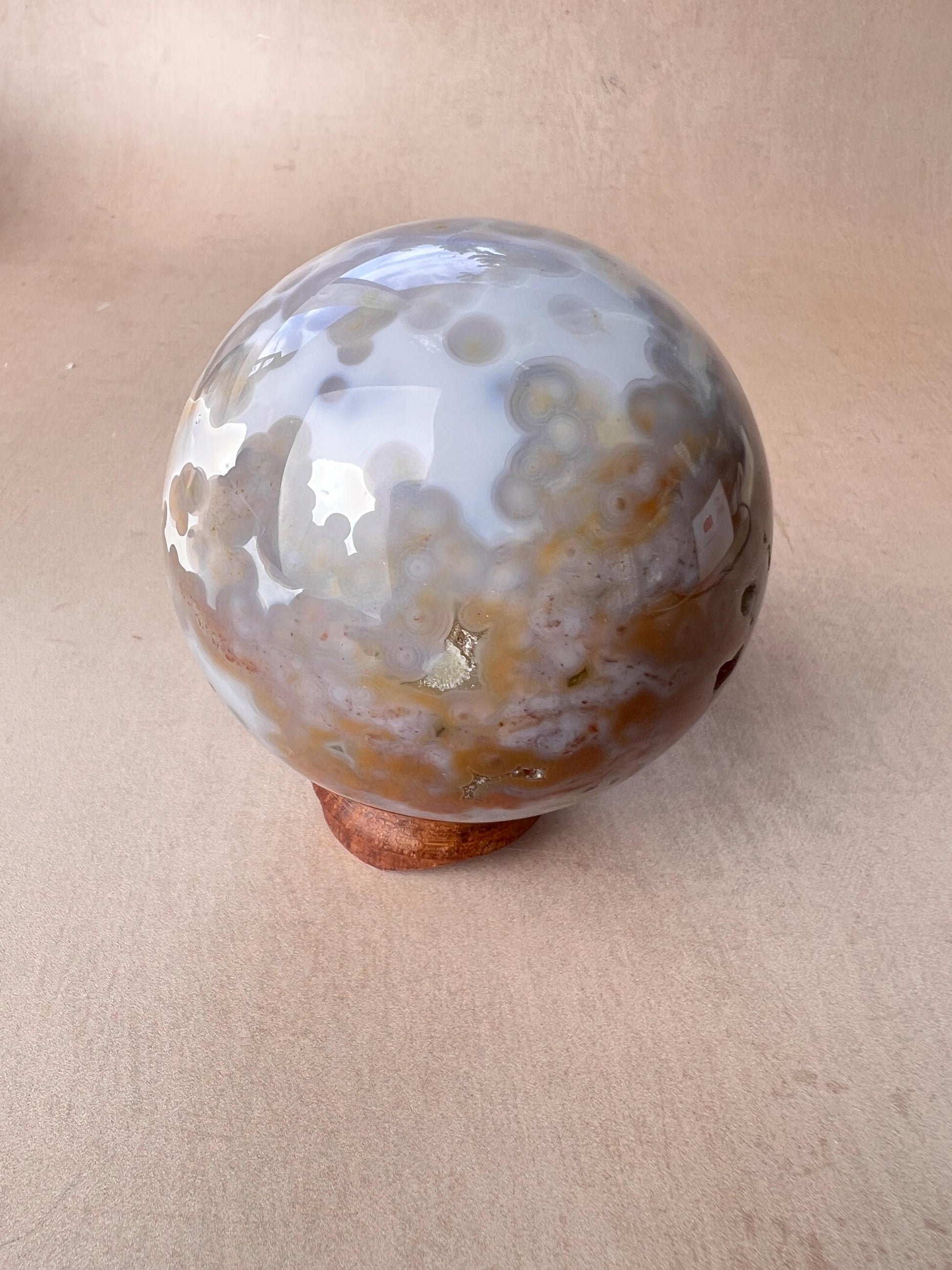 Old Stock Ocean Jasper Sphere: Jelly Orbs Vein 3-4