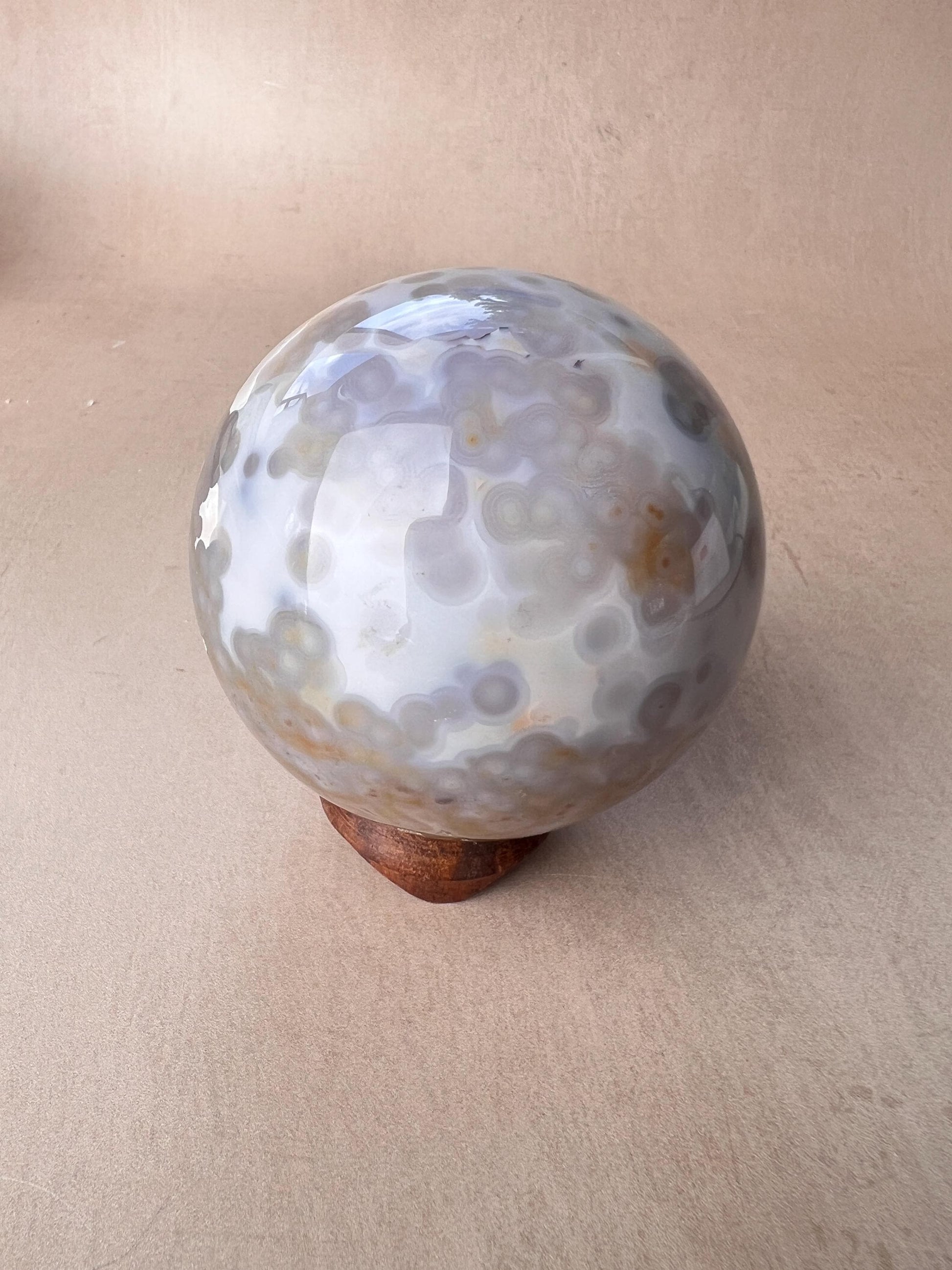 Old Stock Ocean Jasper Sphere: Jelly Orbs Vein 3-4